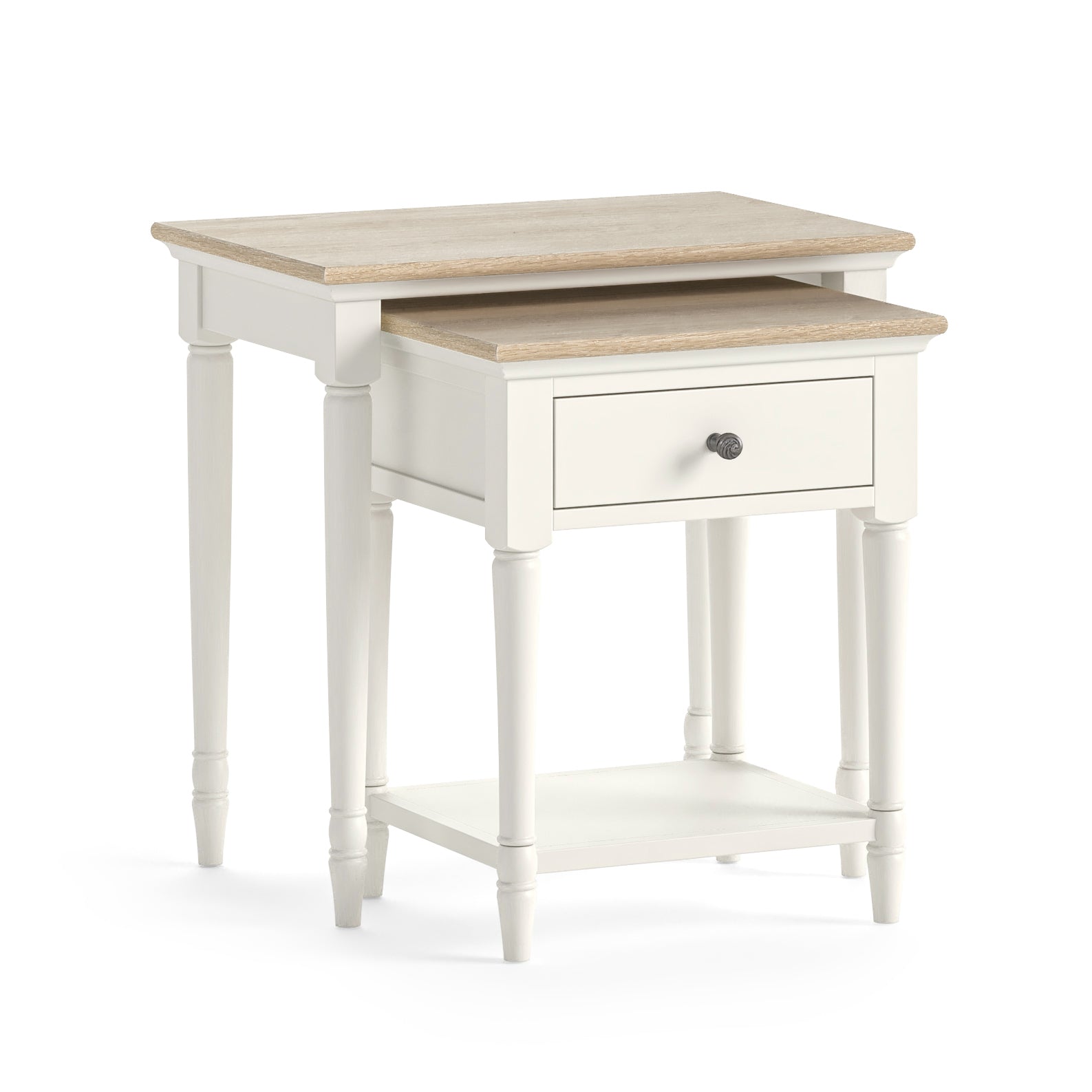 Burford Coconut Milk White Wood Side Tables Nest