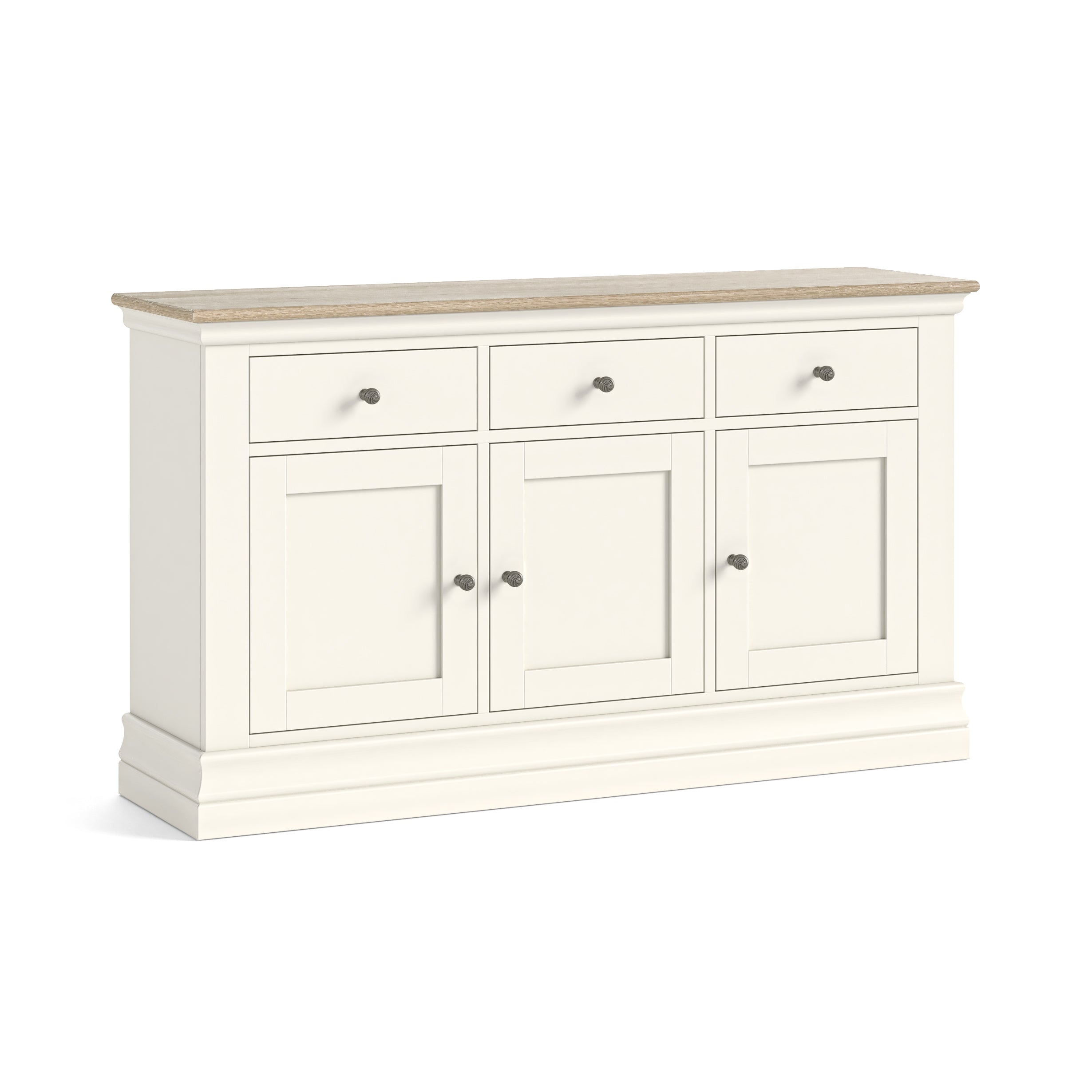 Burford Coconut Milk White Wood 3 Door & 3 Drawer Sideboard