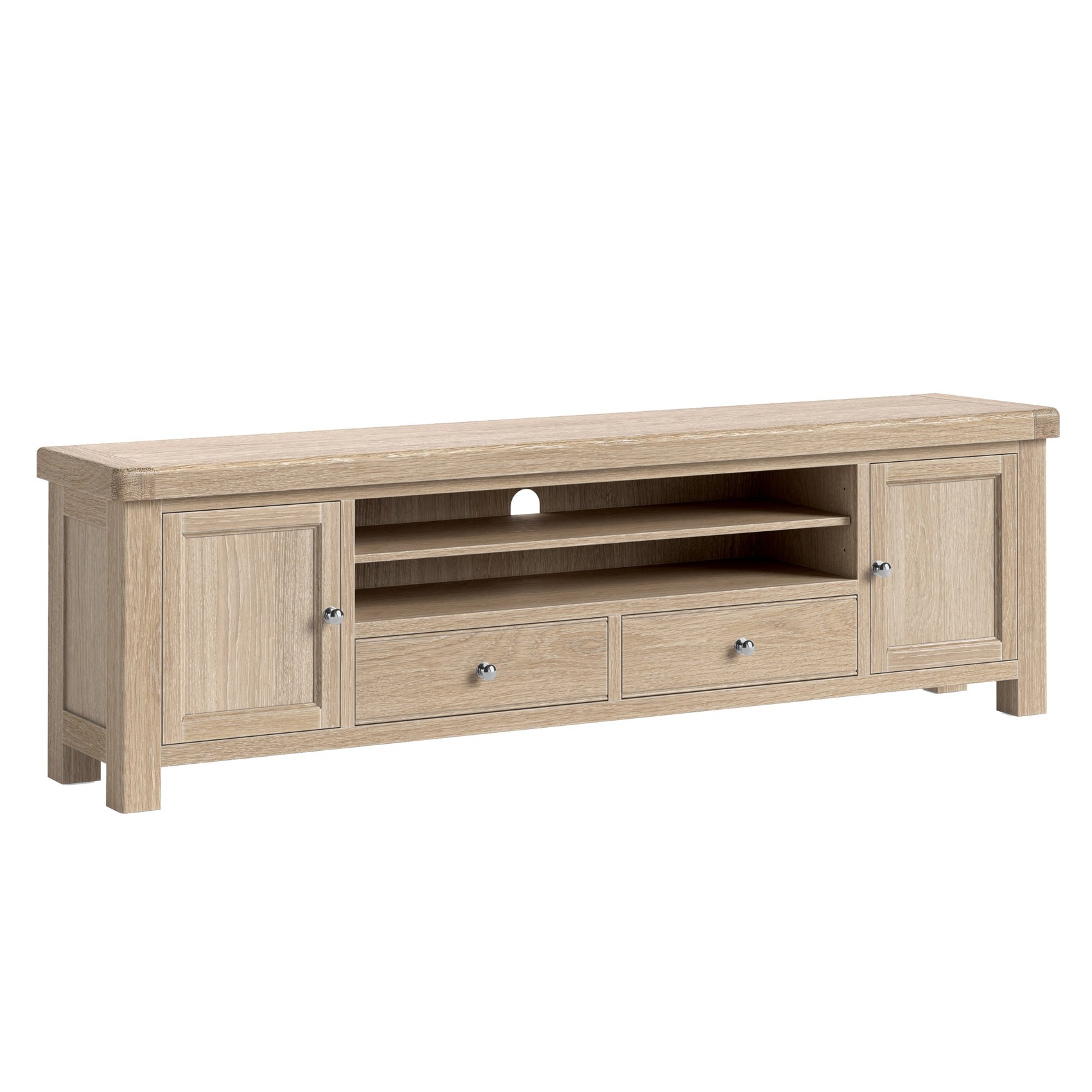 Jackson Whitewash Oak Wood TV Unit 218cm