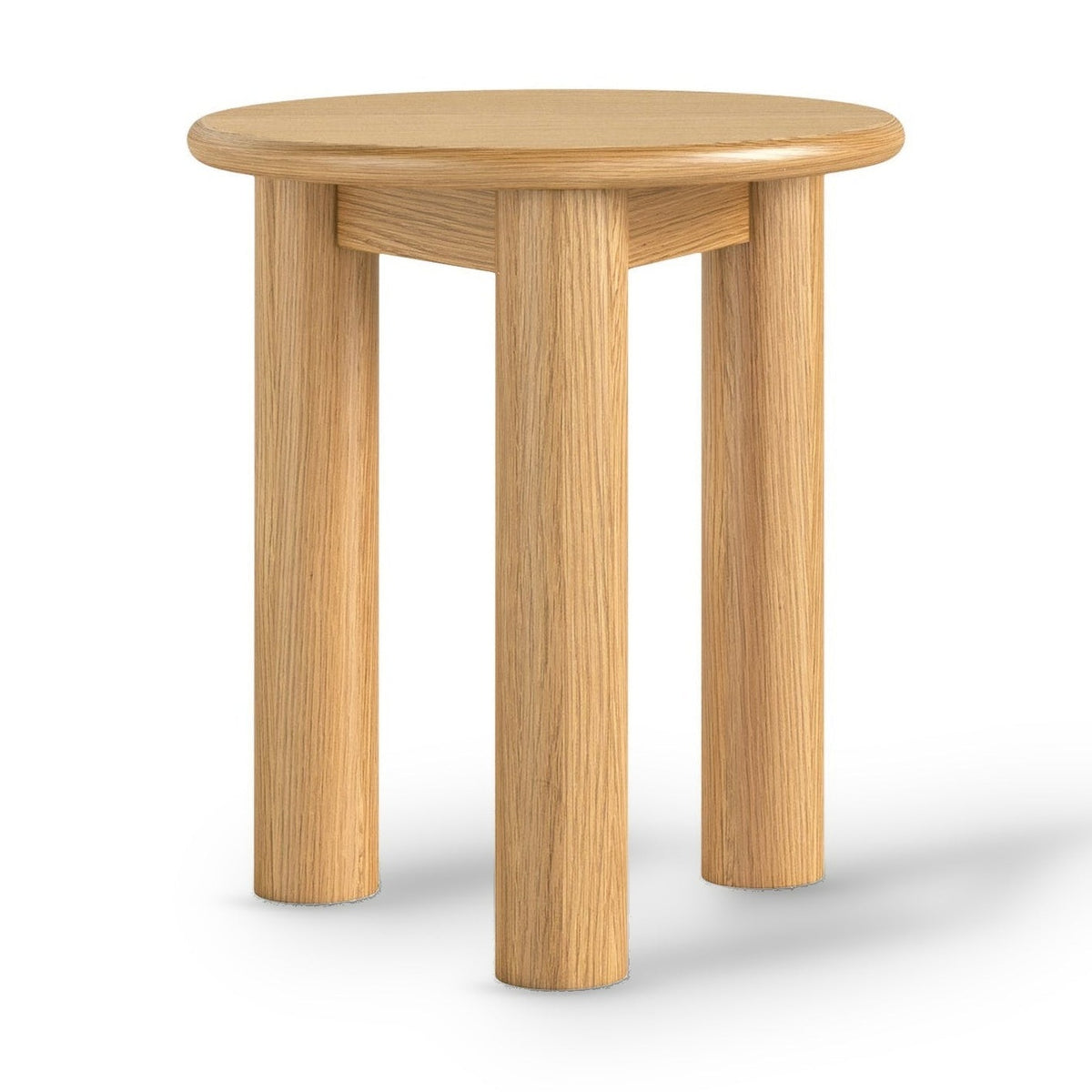 Solara Natural Oak Wood Round Side Table 3 Legged
