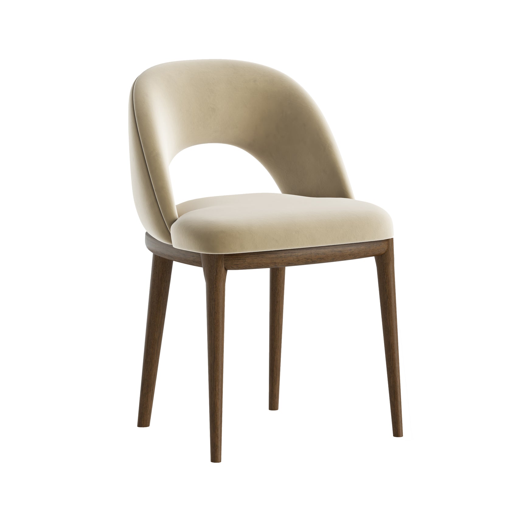 Set of 2 Arden Acorn Velvet & Brown Wood Dining Chairs