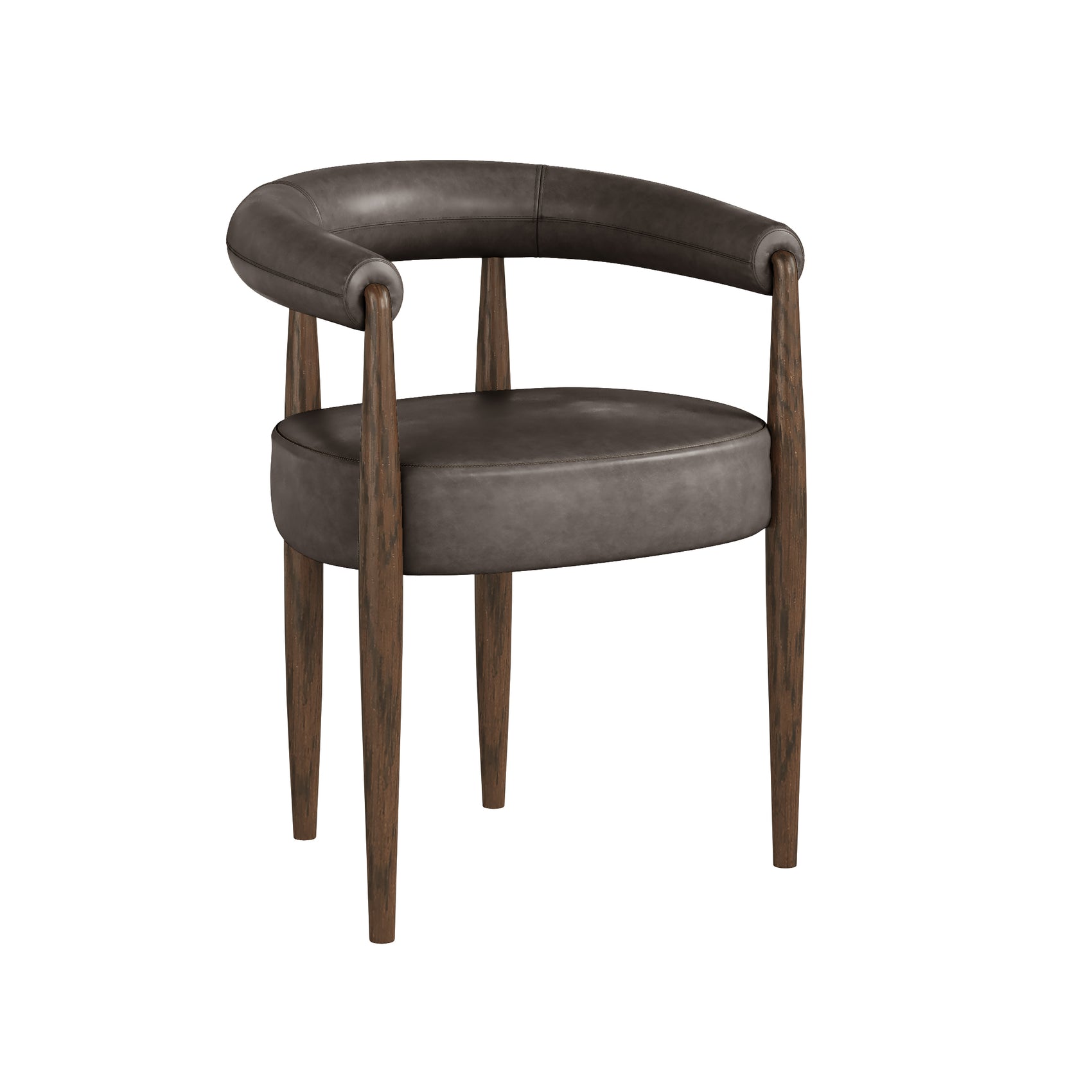 Set of 2 Viera Mahogany Brown Faux Leather & Brown Wood Dining Chair