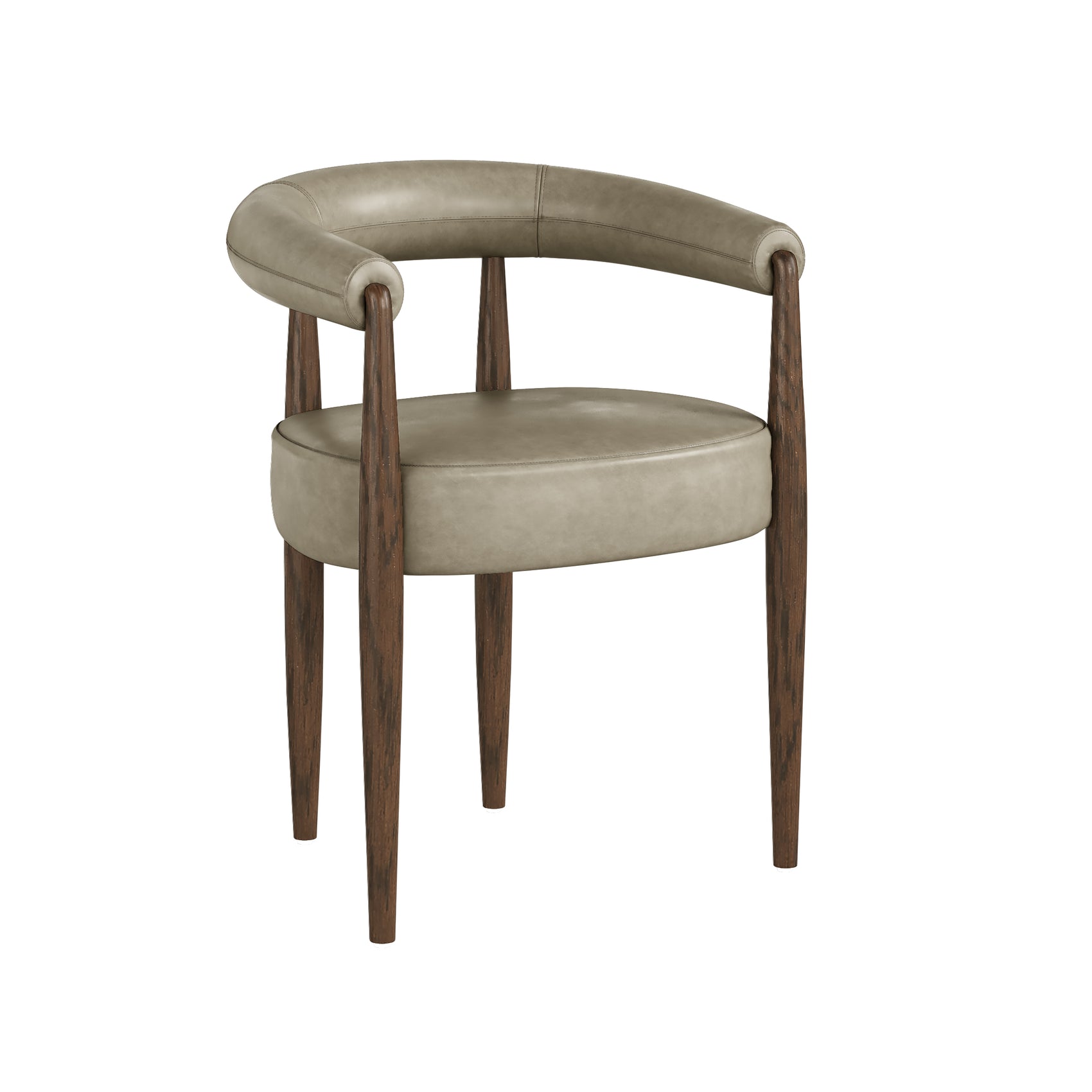 Set of 2 Viera Pebble Grey Faux Leather & Brown Wood Dining Chairs