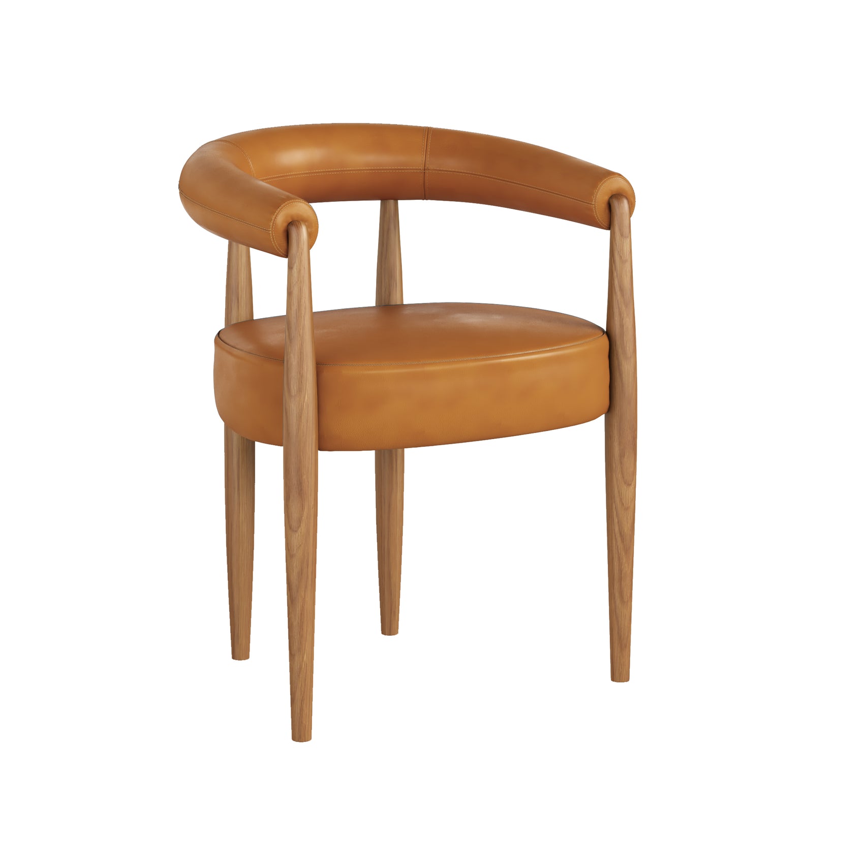 Set of 2 Viera Tan Brown Faux Leather & Natural Wood Dining Chairs