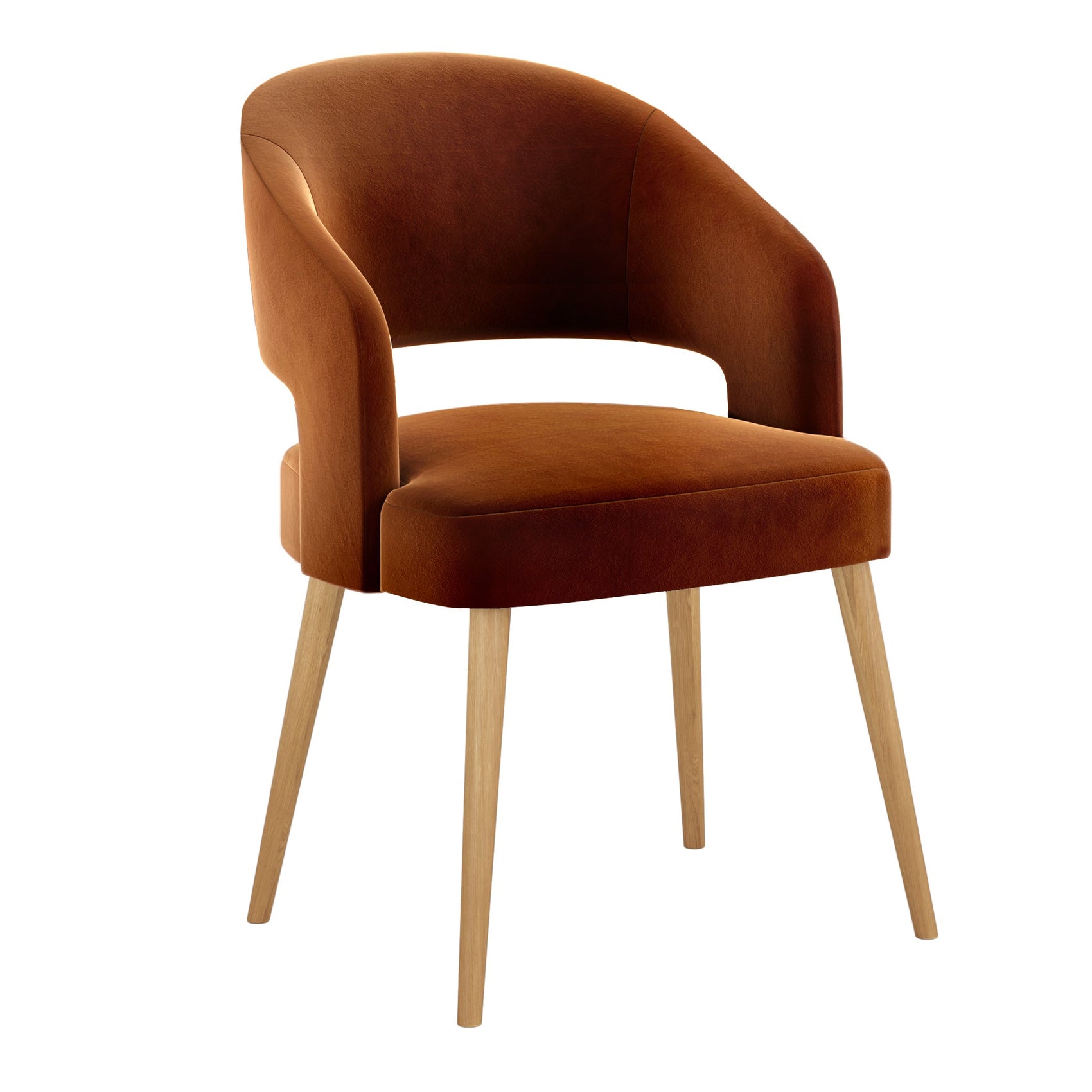 Set of 2 Orin Rustic Velvet & Natural Wood Dining Chairs