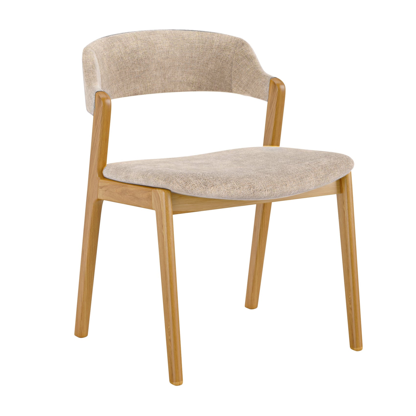 Set Of 2 Theo Silver Mink & Natural Wood Dining Chairs