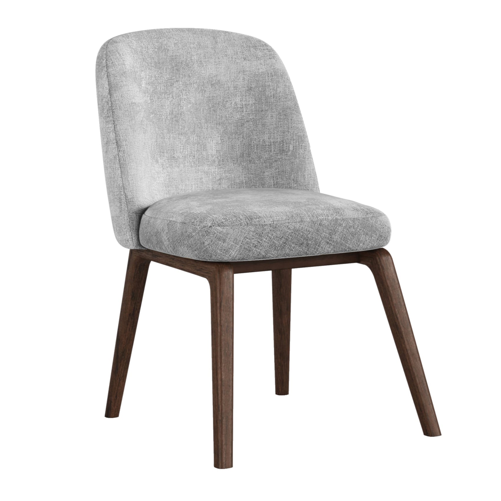 Set of 2 Amelie Grey Chenille & Brown Wood Dining Chairs