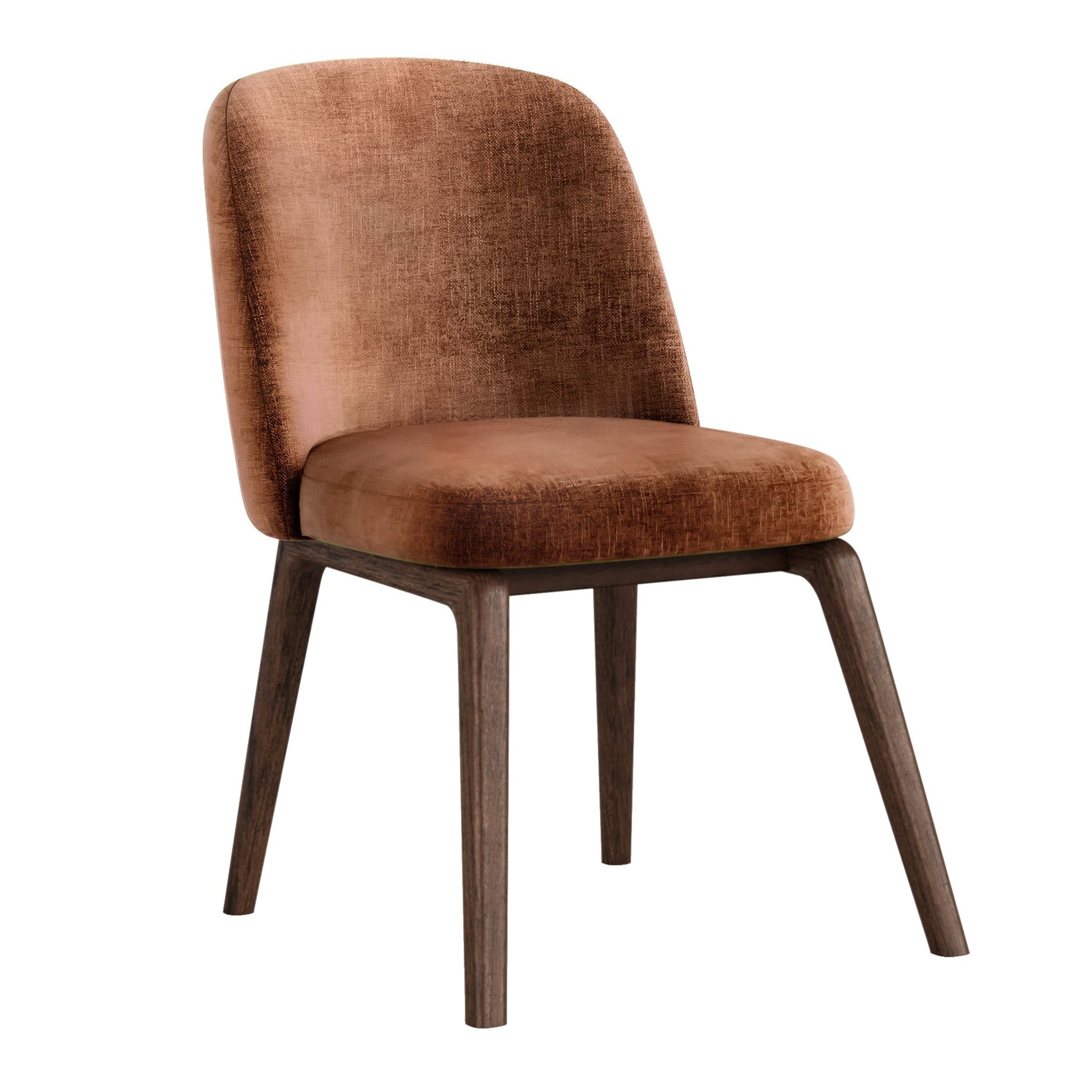 Set of 2 Amelie Rustic Chenille & Brown Wood Dining Chairs
