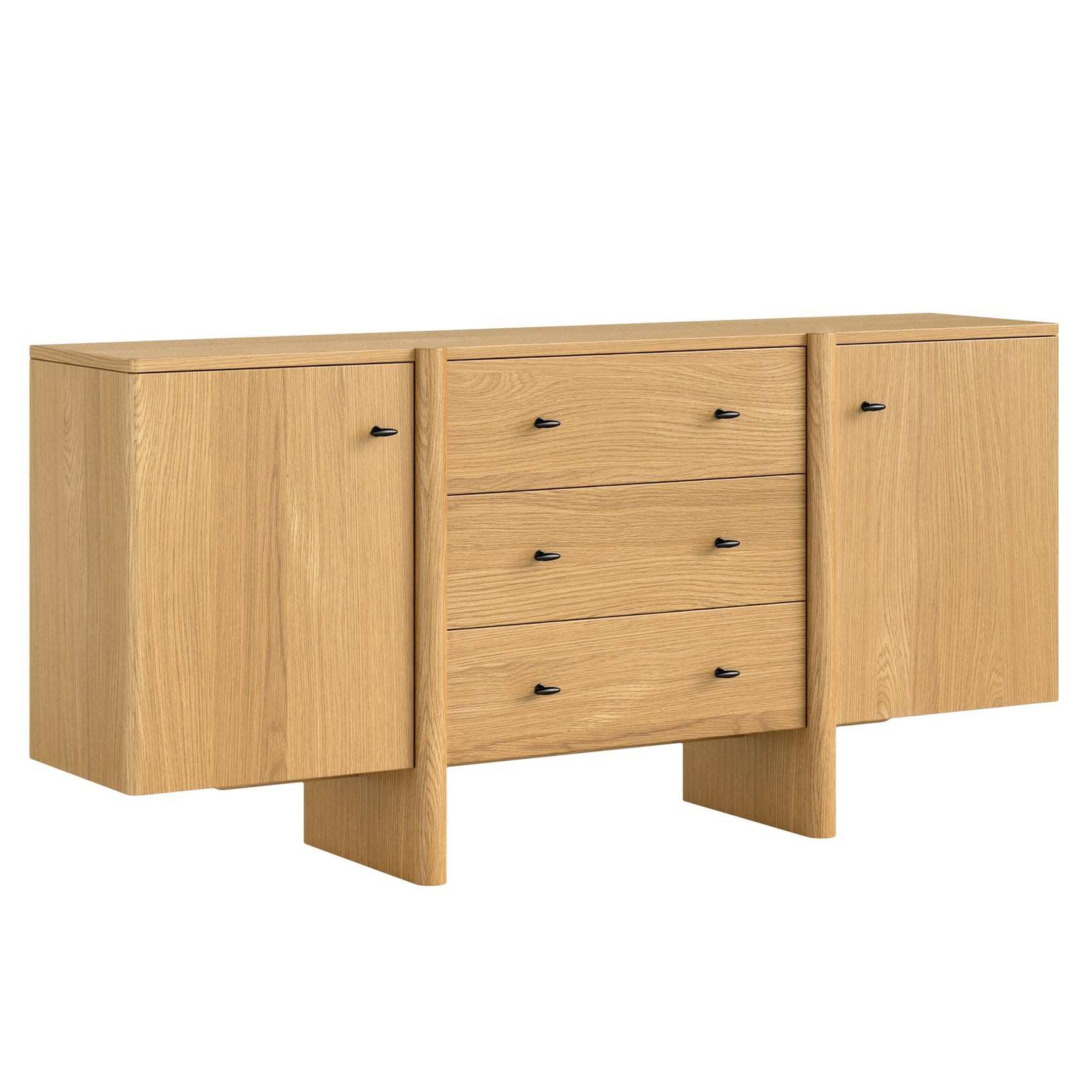 Solara Natural Oak Wood Sideboard - Large with Drawer