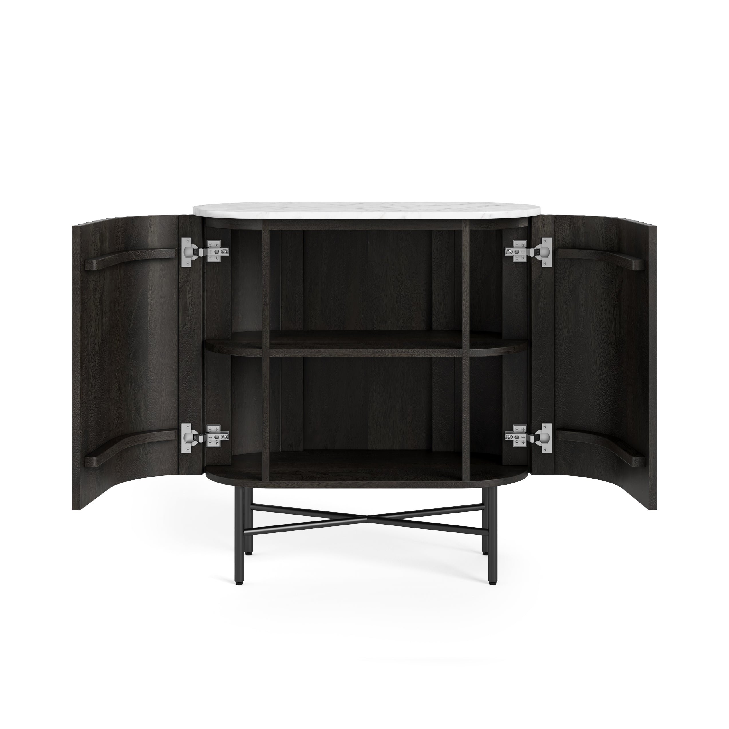 Hudson Black Ribbed Mango Wood & White Marble 
Sideboard - Mini