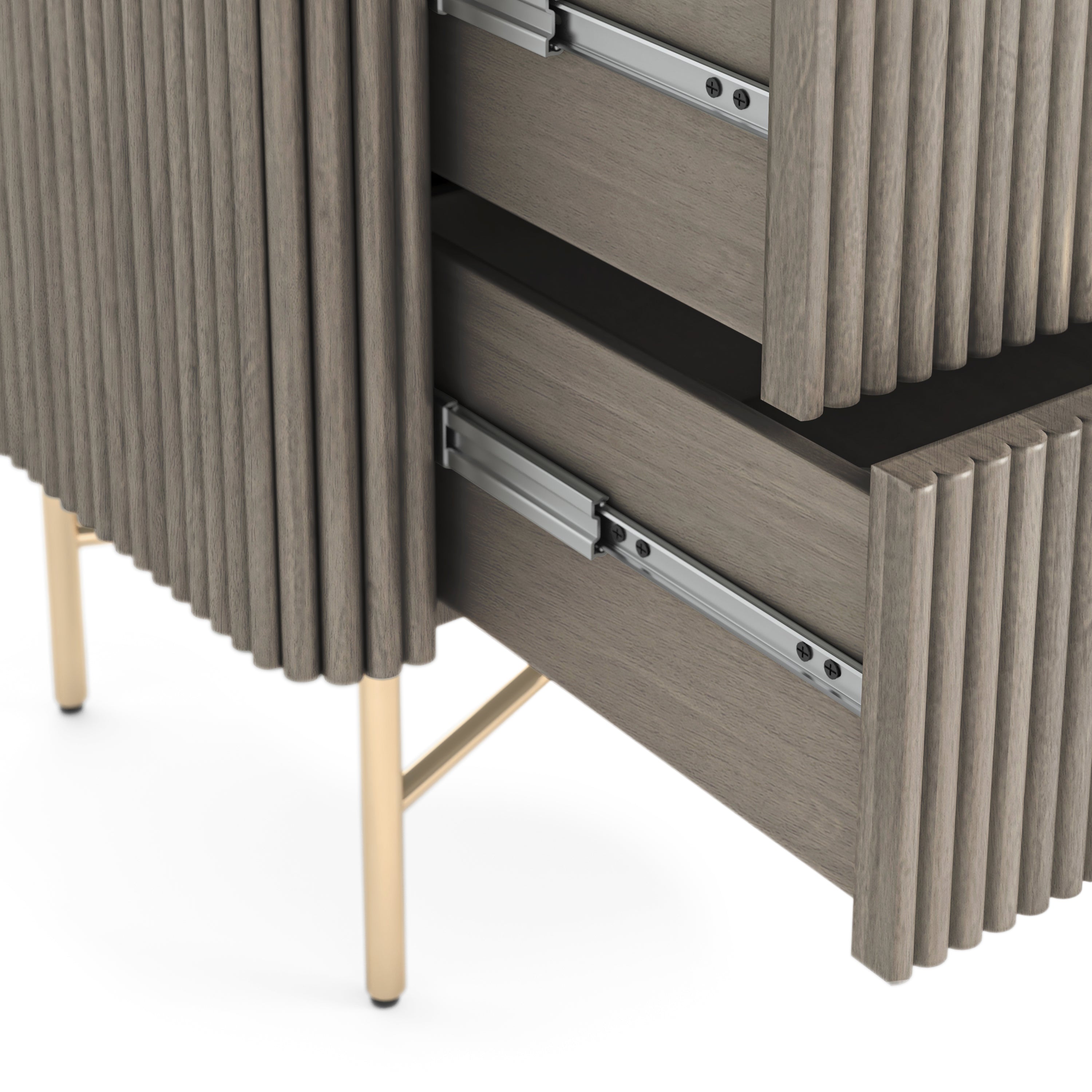 Monroe Grey Ribbed Mango Wood & White Marble Chest 5 Drawer