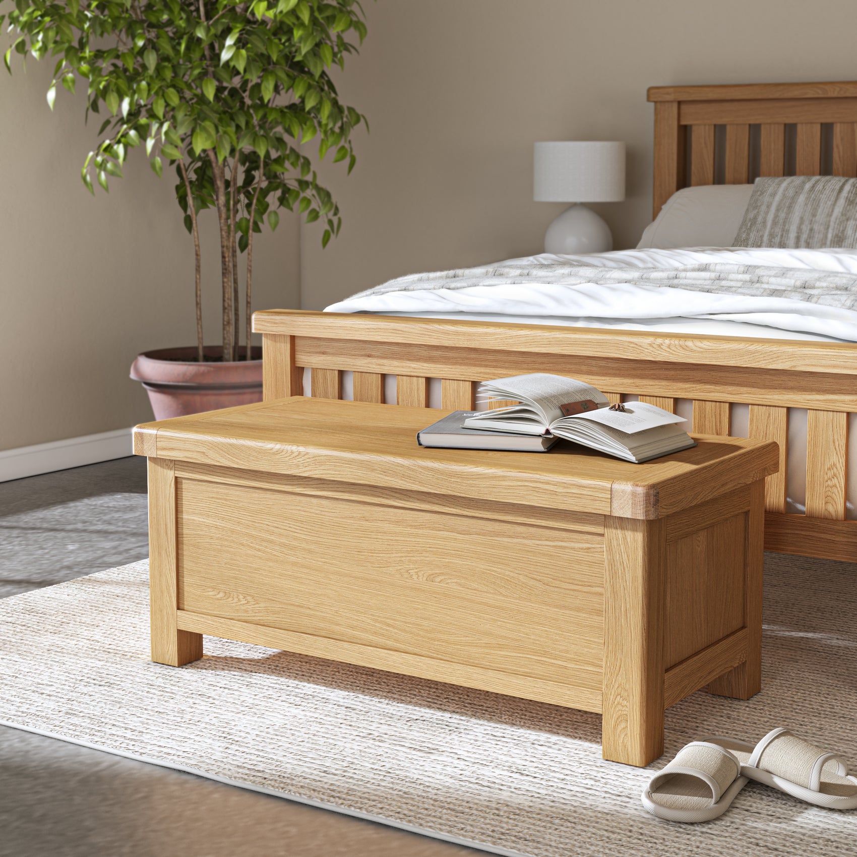 Jackson Oak Wood Blanket Box