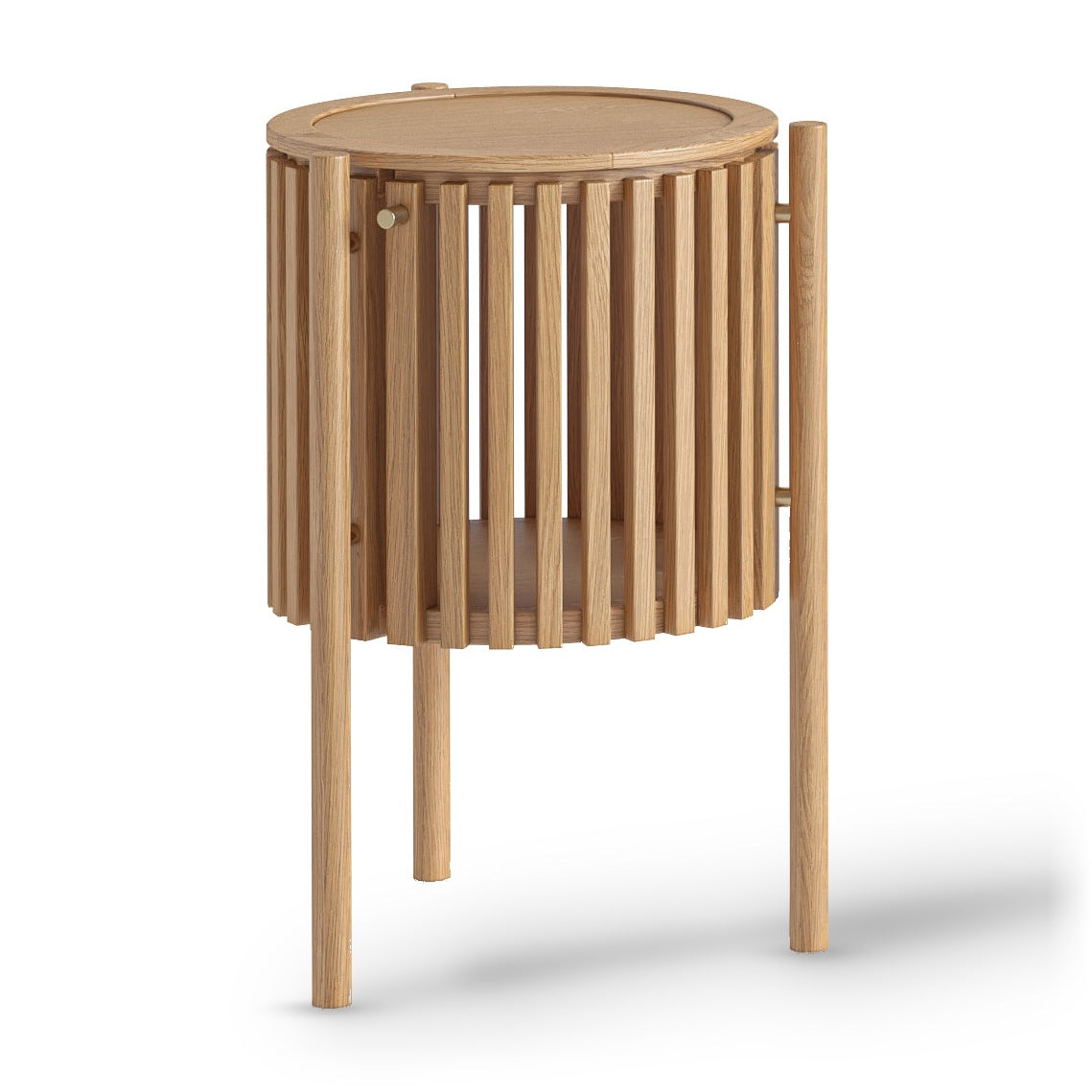 Colton Natural Wood Story Side Table with Door
