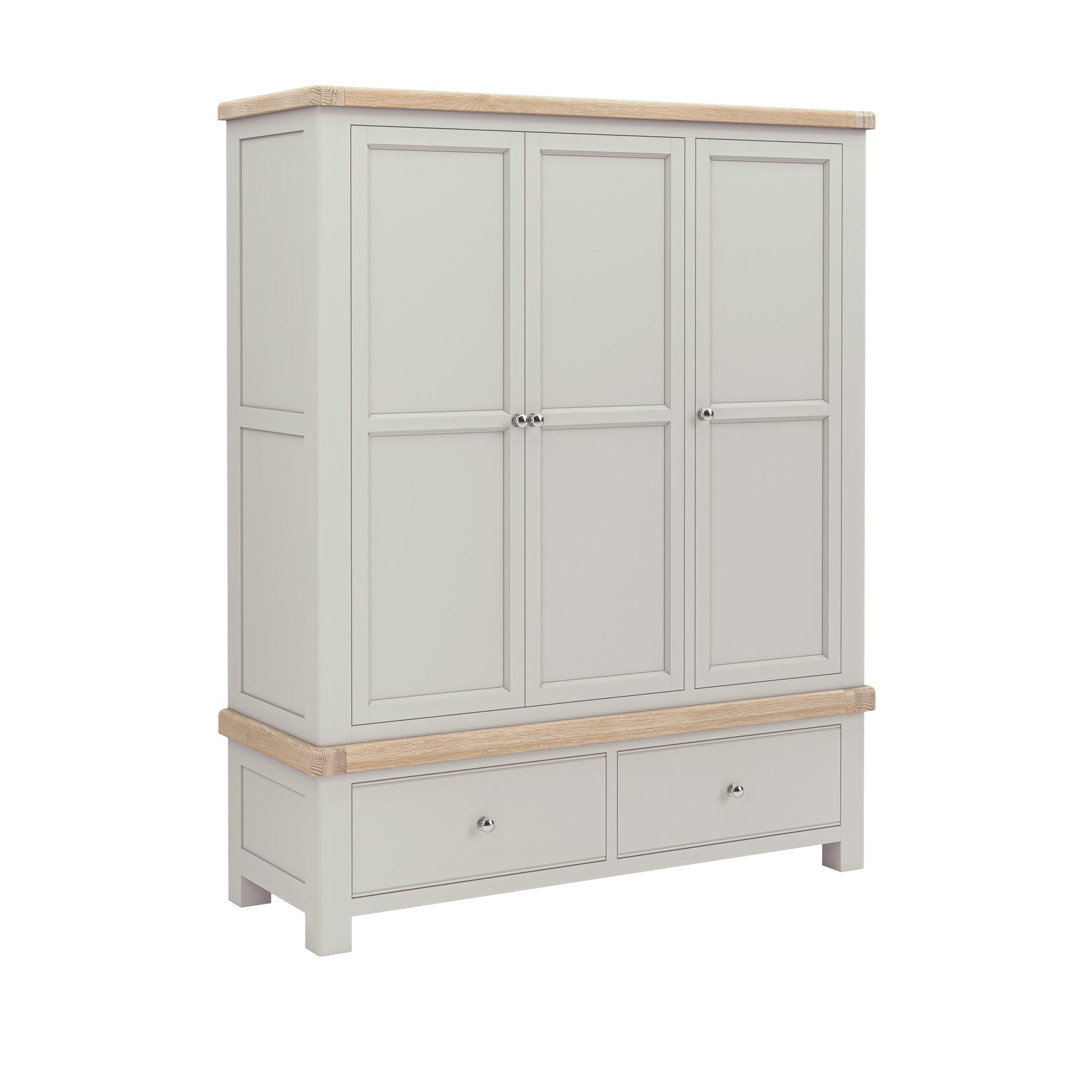 Hartwell Grey Wood Triple Wardrobe Top