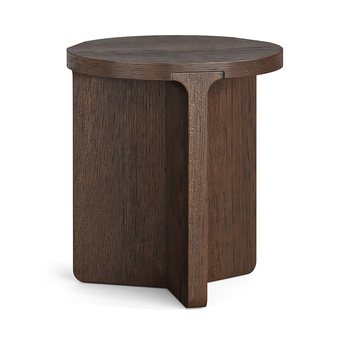 Dakota Walnut Brown Wood Round Side Table