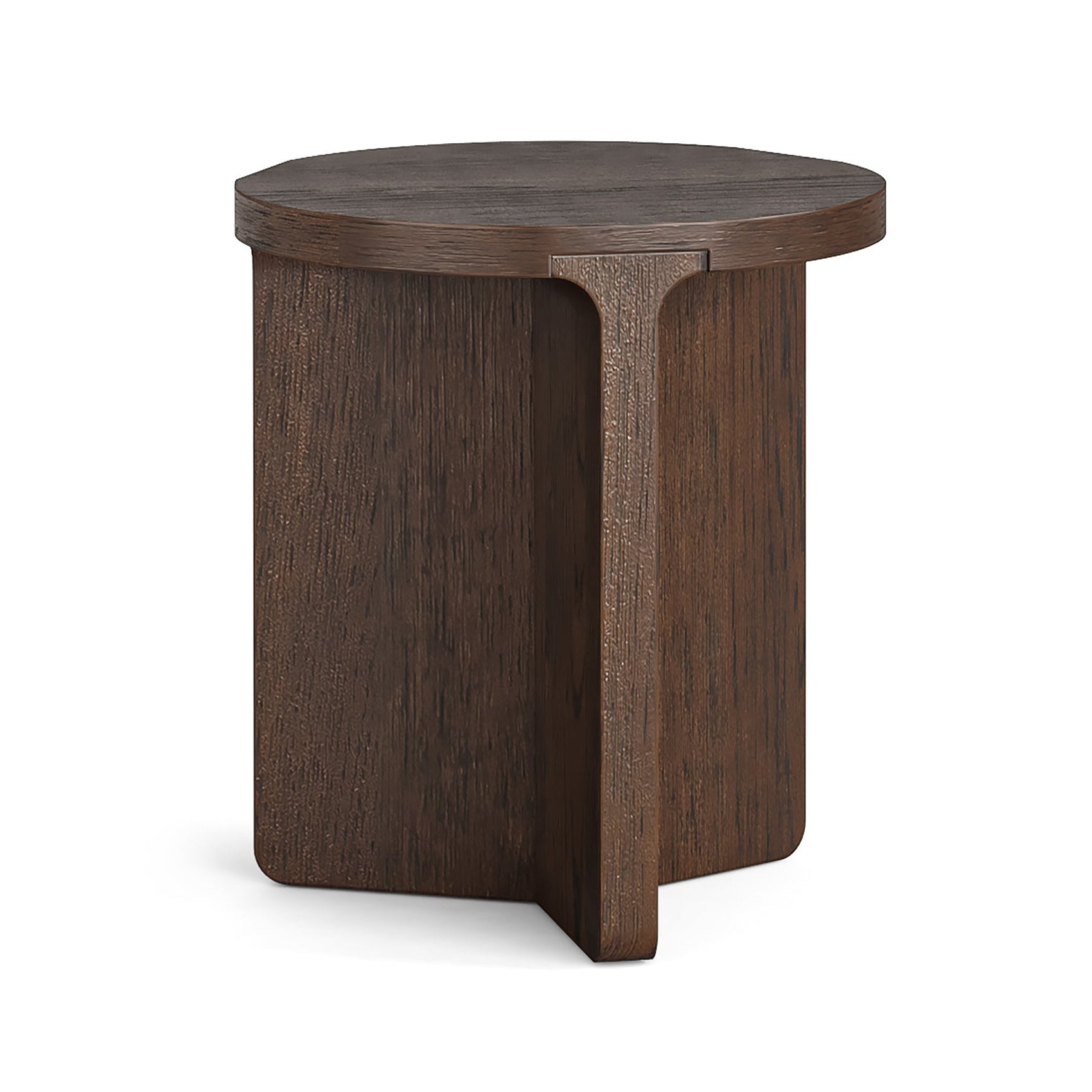 Dakota Brown Oak Wood Round Side Table