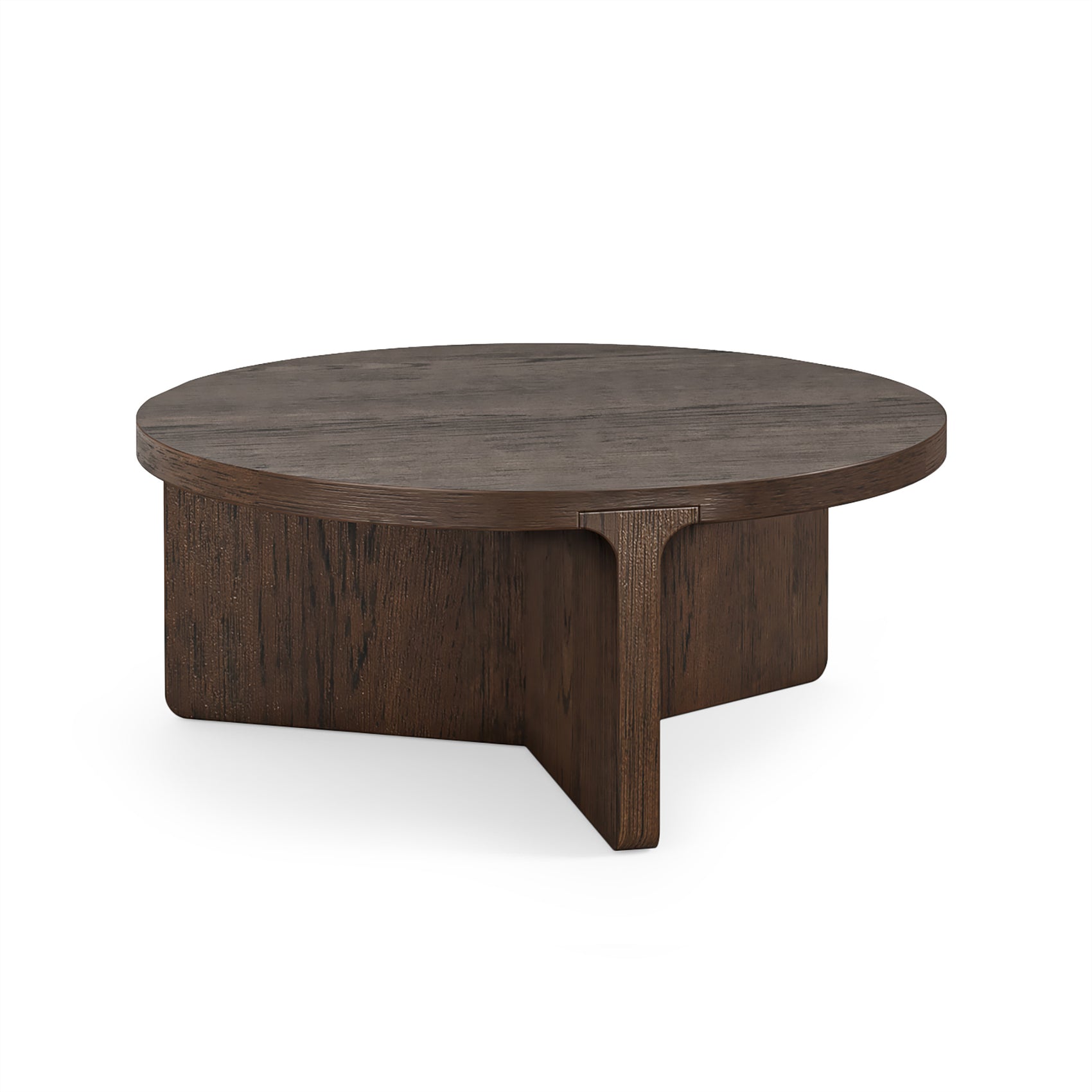 Dakota Brown Oak Wood Round Coffee Table - Small