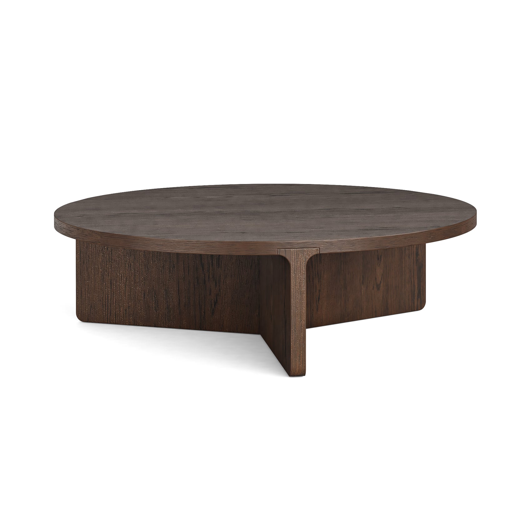 Dakota Brown Oak Wood Large Round Coffee Table