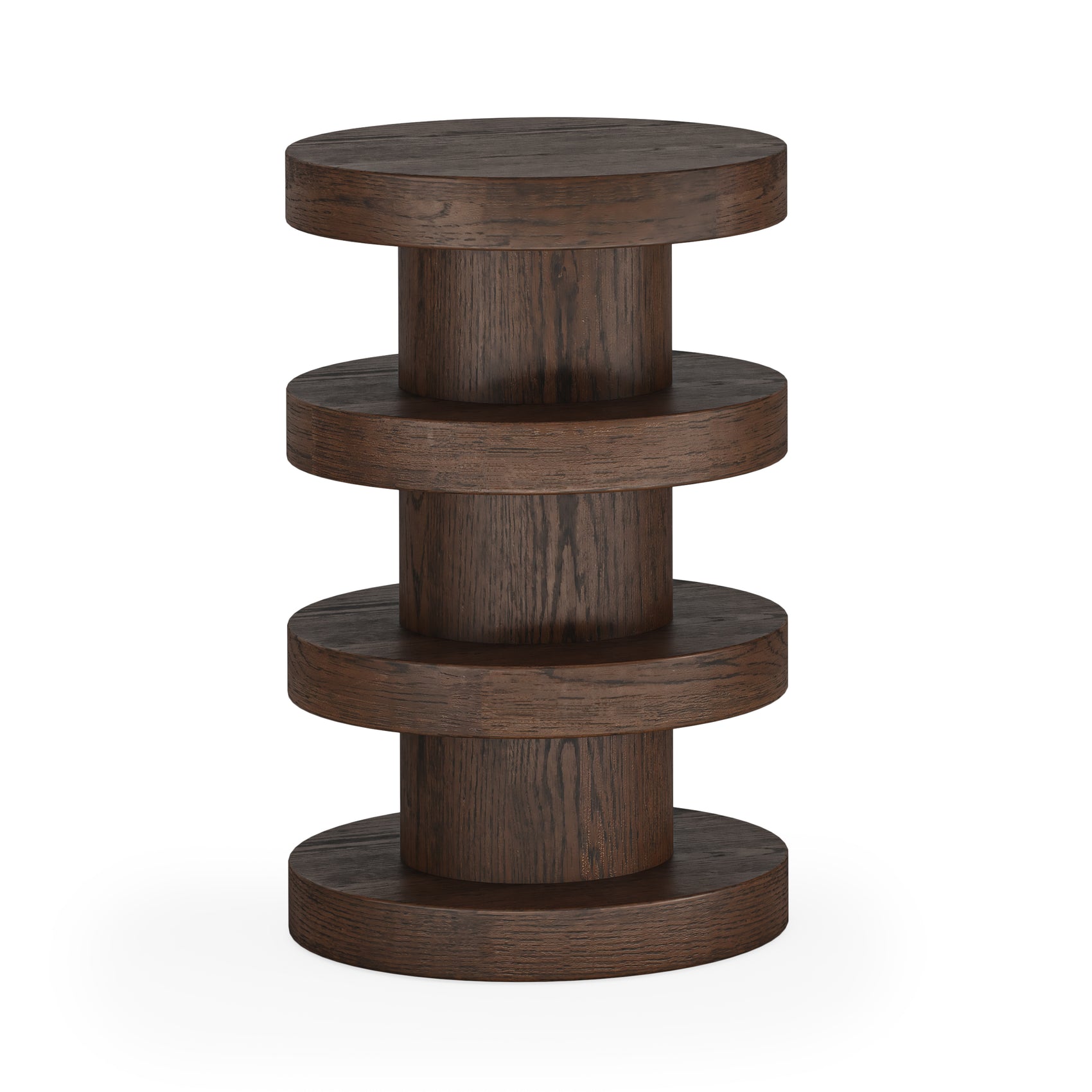 Dakota Brown Oak Wood Bobbin Side Table