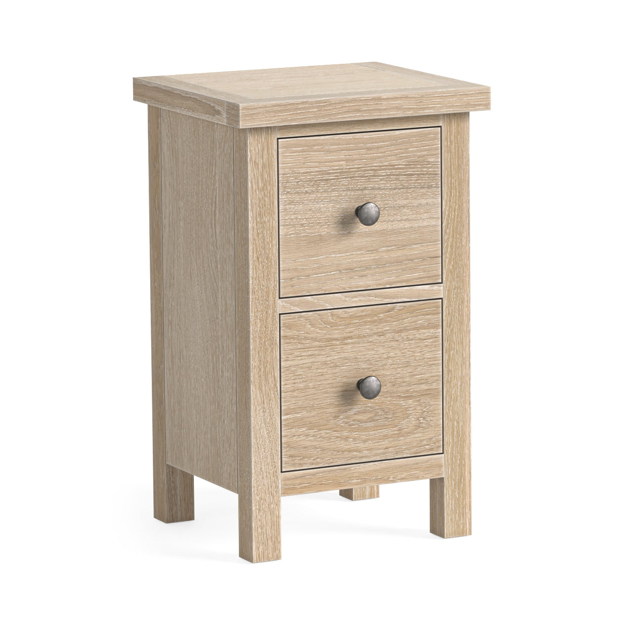 Somerton Whitewash Oak Wood Narrow Bedside Table