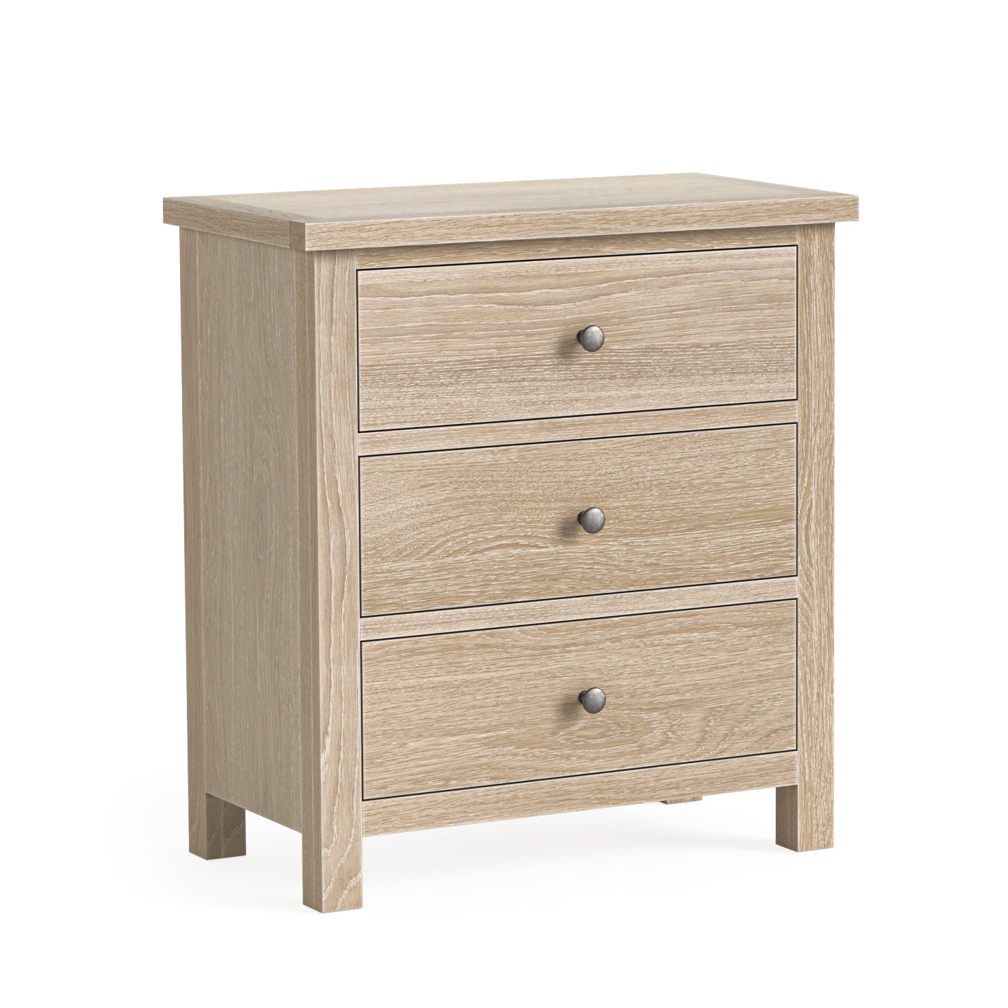 Somerton Whitewash Oak Wood 3 Drawer Chest