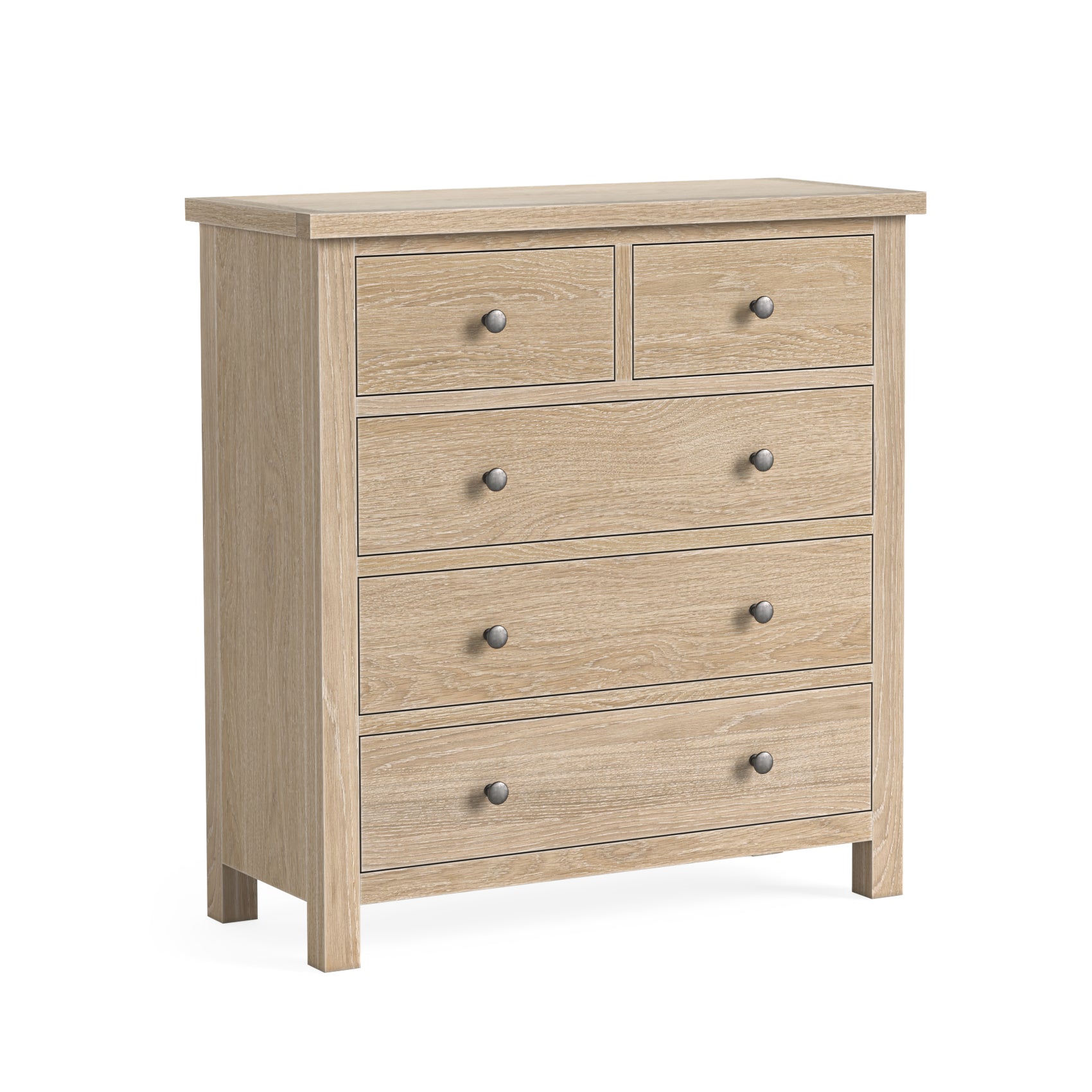 Somerton Whitewash Oak Wood Chest of Drawers