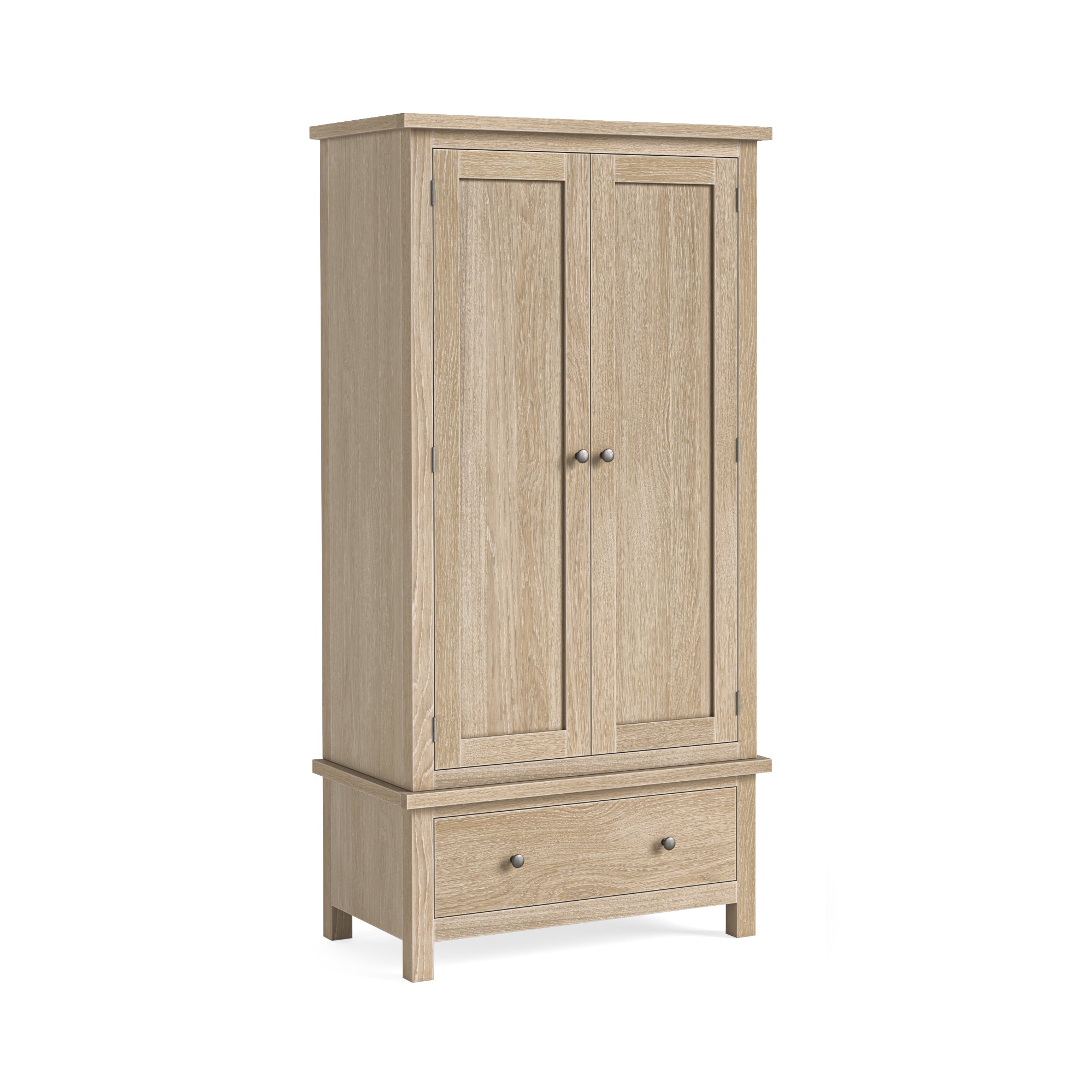 Somerton Whitewash Oak Wood Gents Wardrobe
