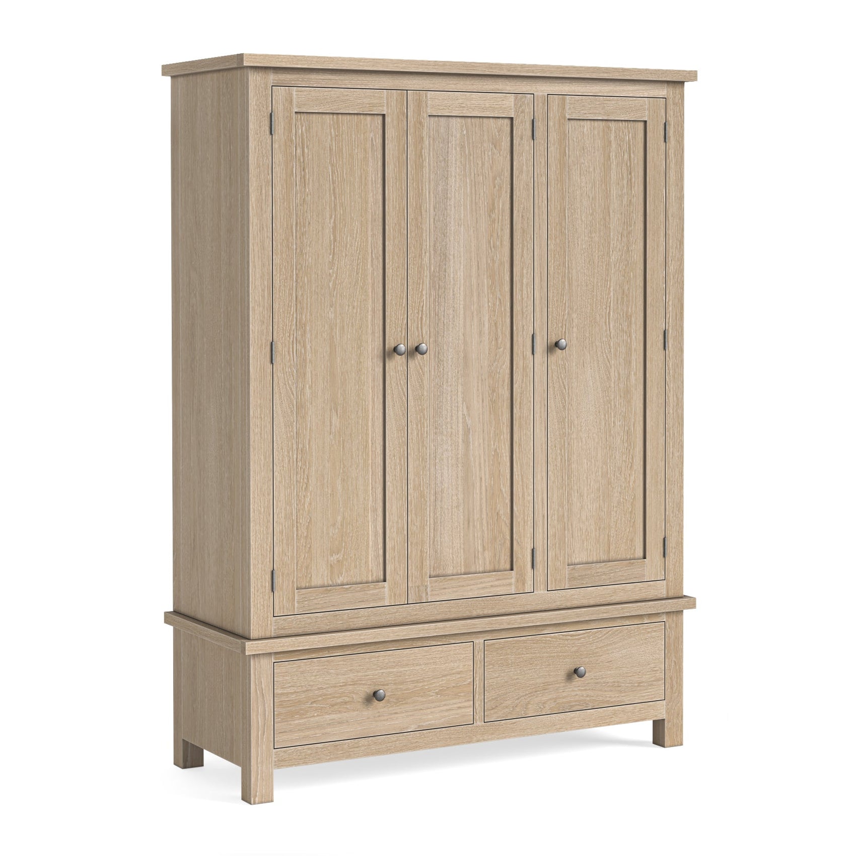 Somerton Whitewash Oak Wood Triple Wardrobe Top