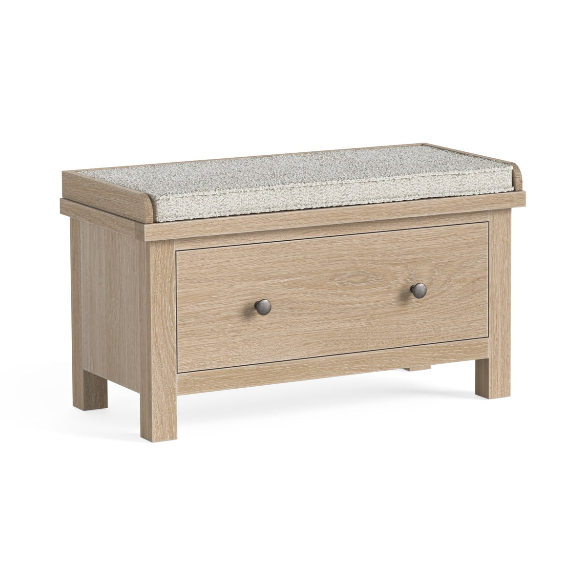 Somerton Whitewash Oak Wood Hallway Bench with Drawer
