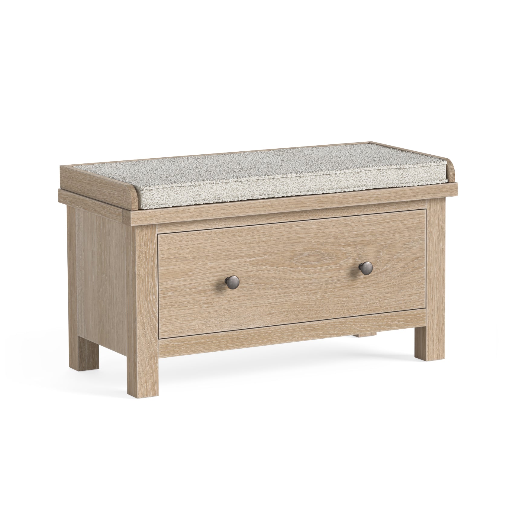 Somerton Whitewash Oak Wood Hallway Bench with Drawer