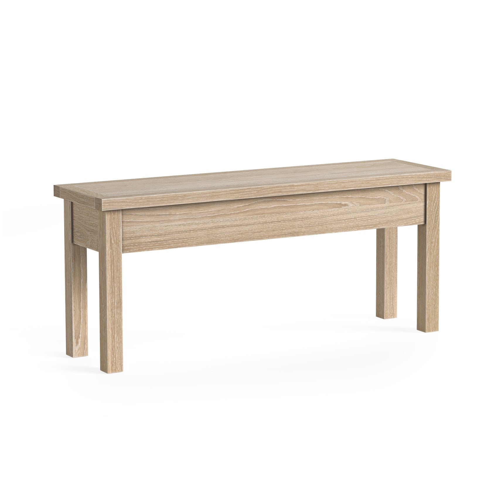 Somerton Whitewash Oak Wood Shallow Storage Bench