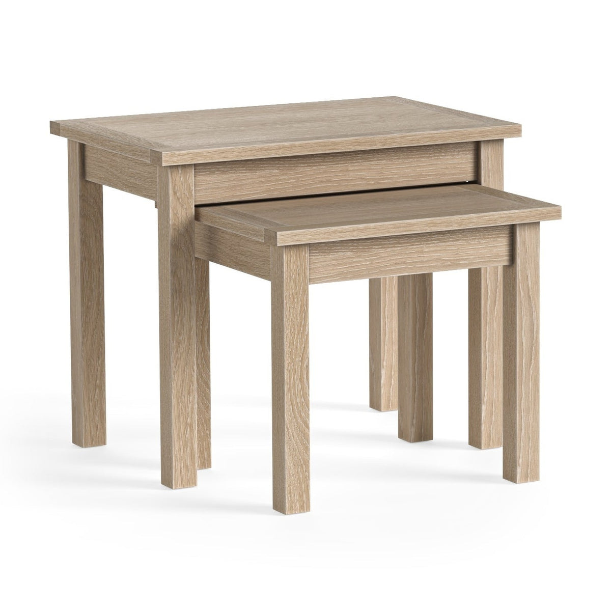 Somerton Whitewash Oak Wood Side Tables Nest