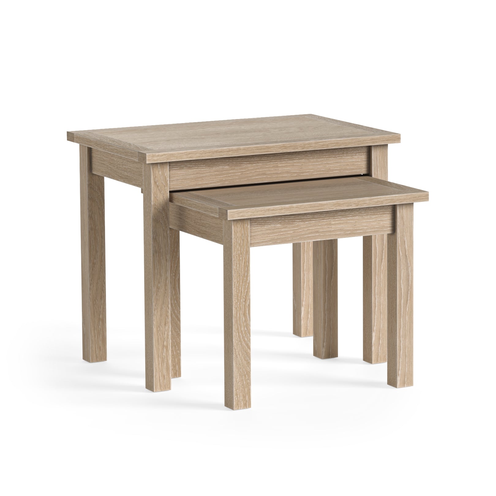 Somerton Whitewash Oak Wood Side Tables Nest