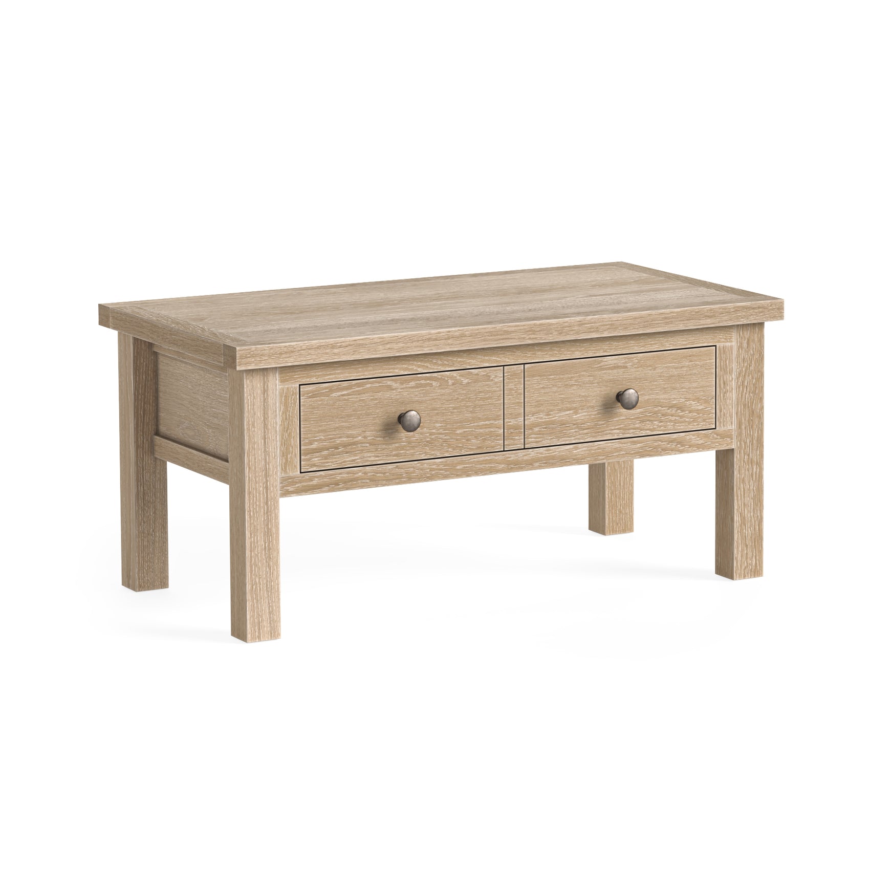 Somerton Whitewash Oak Wood Rectangle Coffee Table with Drawer Only