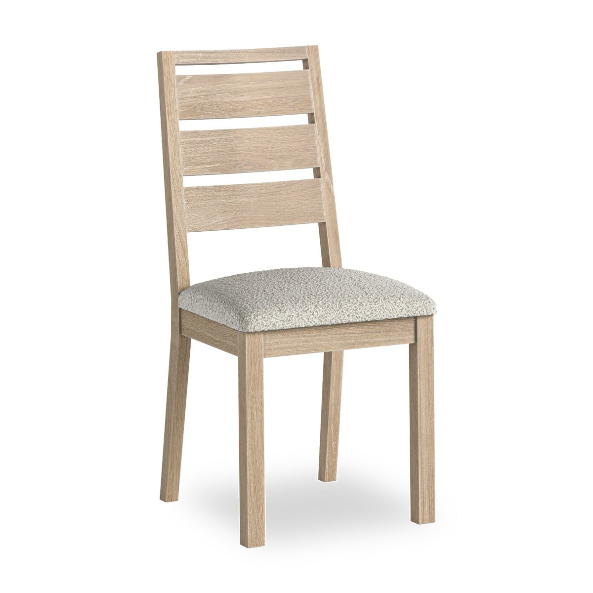Somerton Whitewash Oak Wood & White Boucle Dining Chair