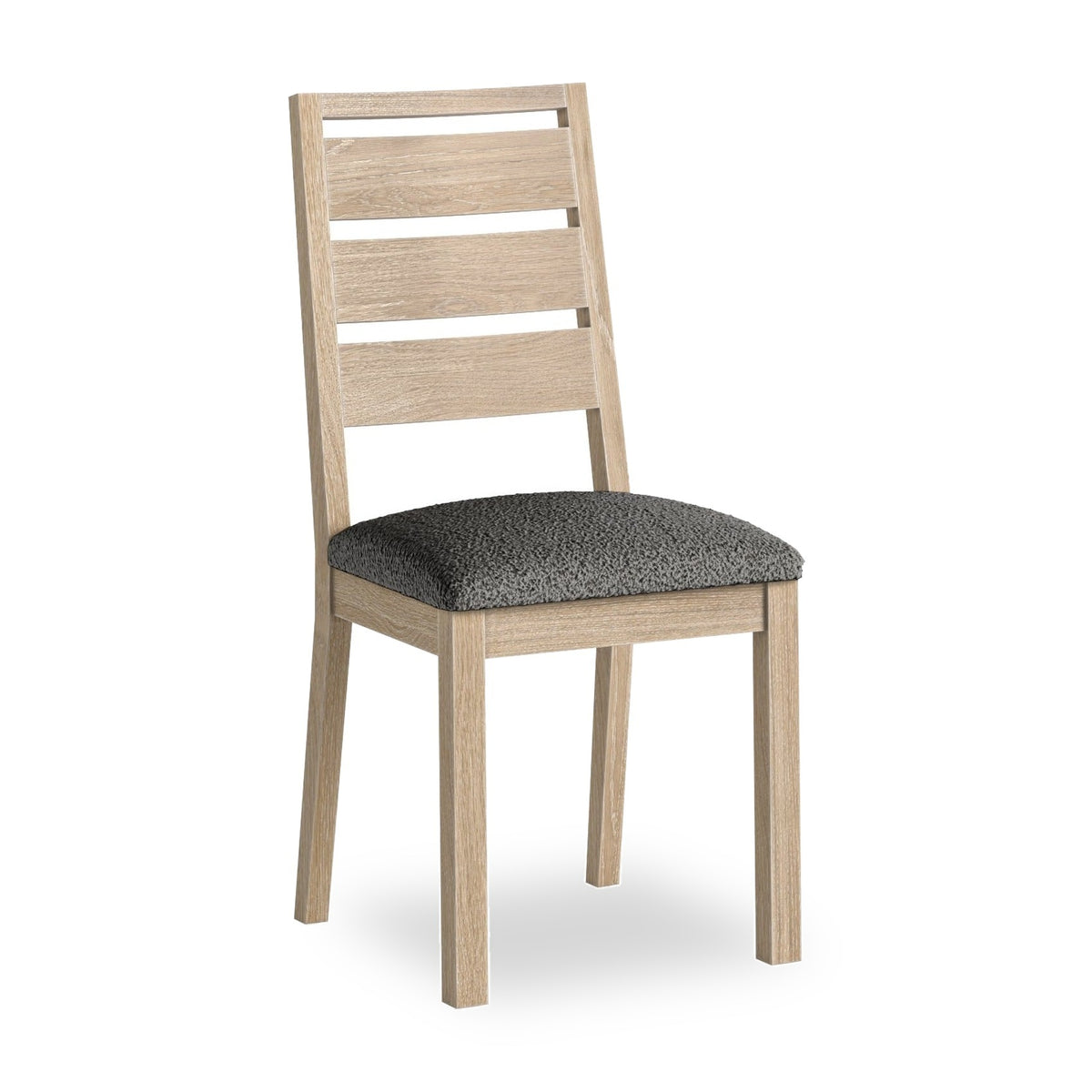 Somerton Whitewash Oak Wood & Grey Boucle Dining Chair