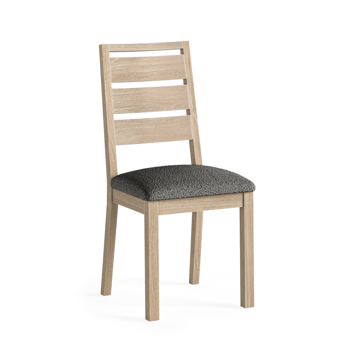 Somerton Whitewash Oak Wood & Grey Boucle Dining Chair