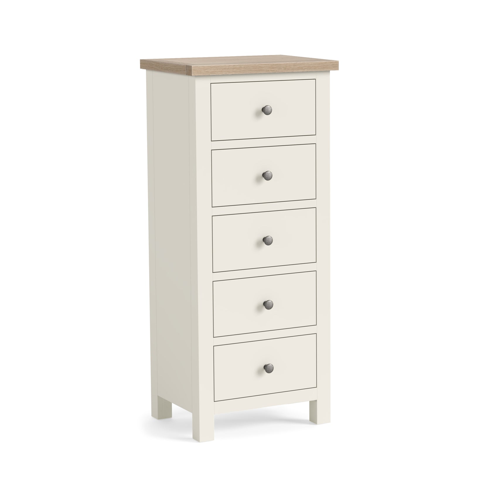 Somerton Coconut White Oak Wood 5 Drawer Tall Chest