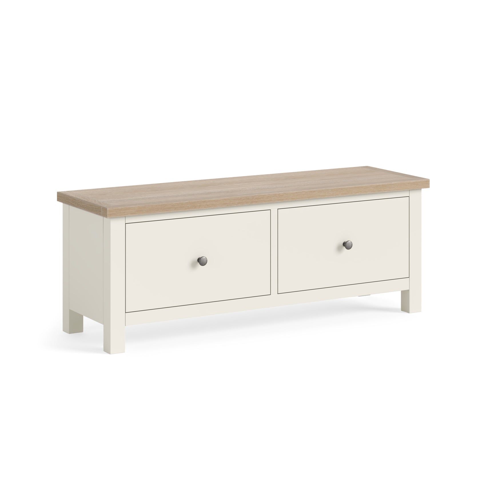 Somerton Coconut White Oak Wood Large 2 Drawer Bench