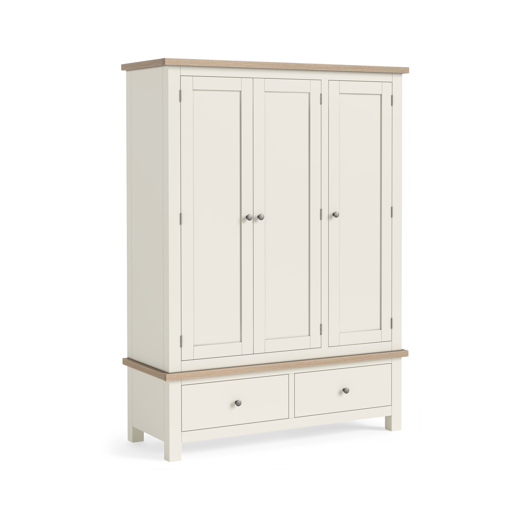 Somerton Coconut White Oak Wood Triple Wardrobe