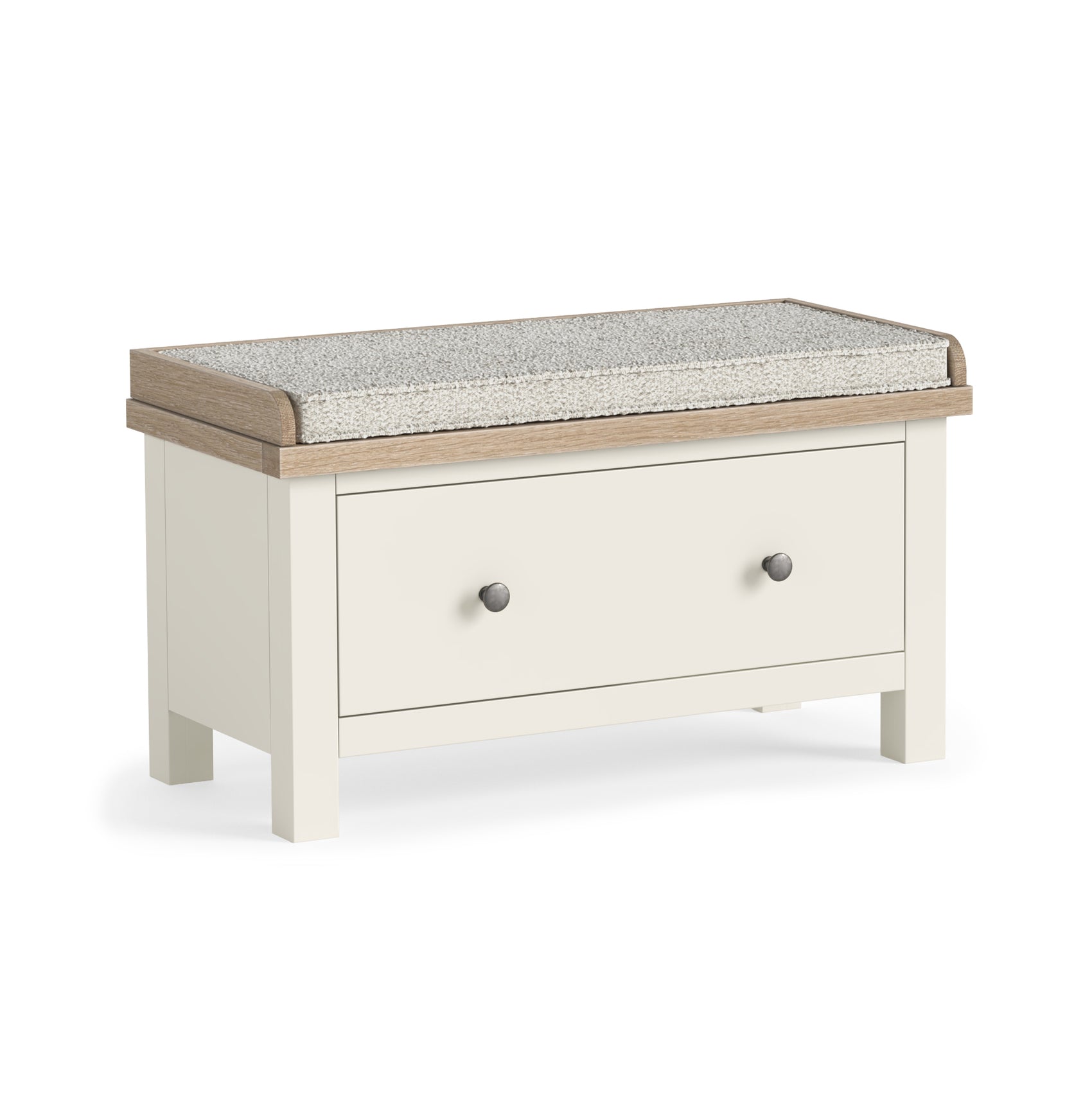 Somerton Coconut White Oak Wood Hallway Bench with Drawer