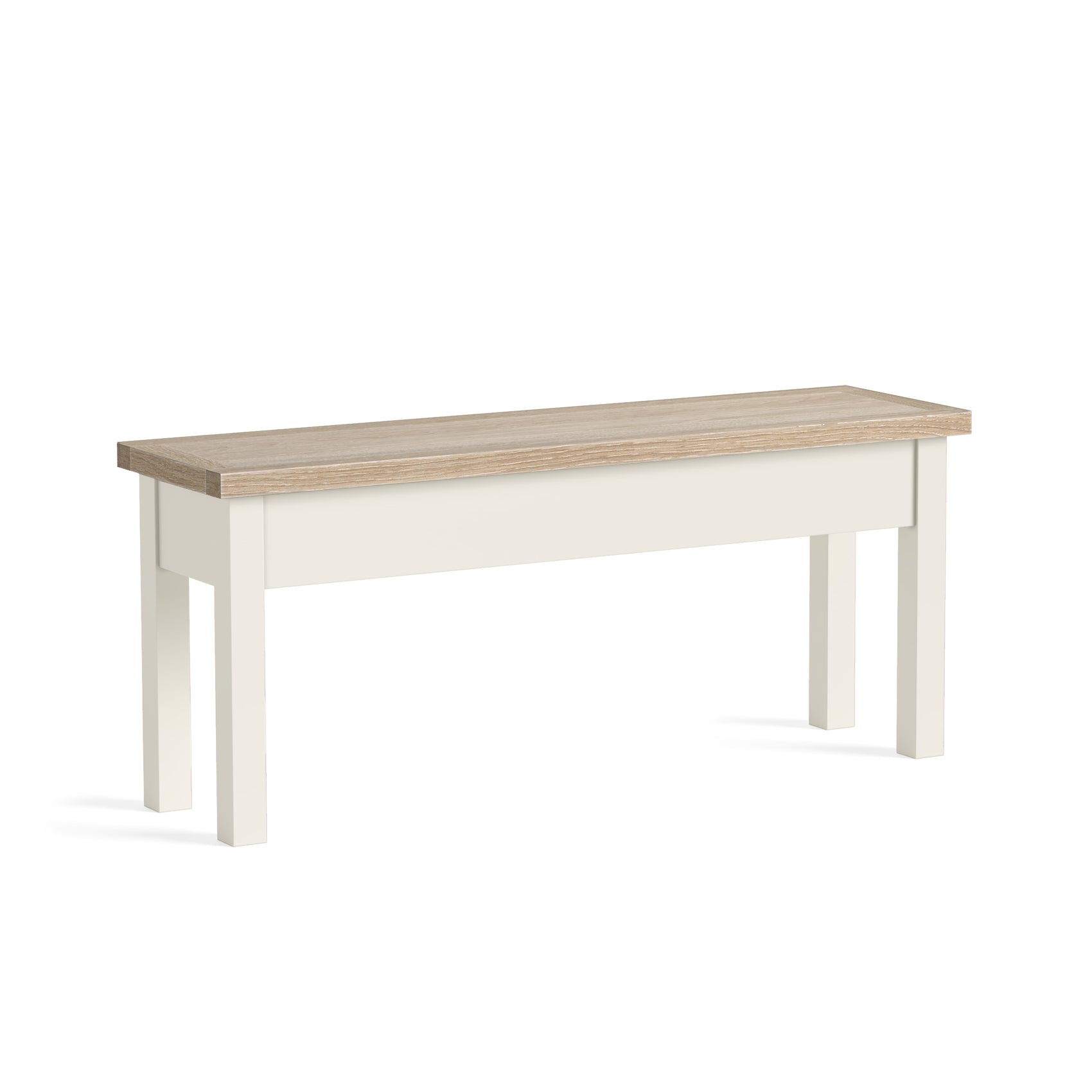 Somerton Coconut White Oak Wood Shallow Storage Bench