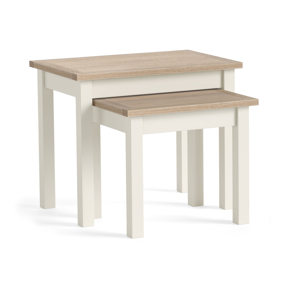Somerton Coconut White Oak Wood Side Tables Nest