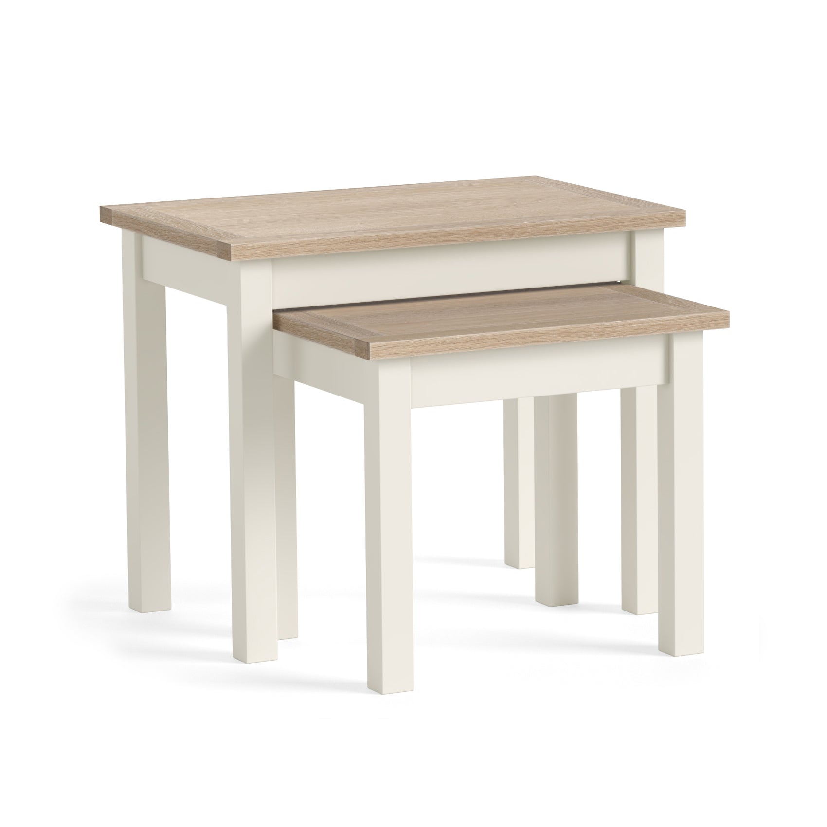 Somerton Coconut White Oak Wood Side Tables Nest