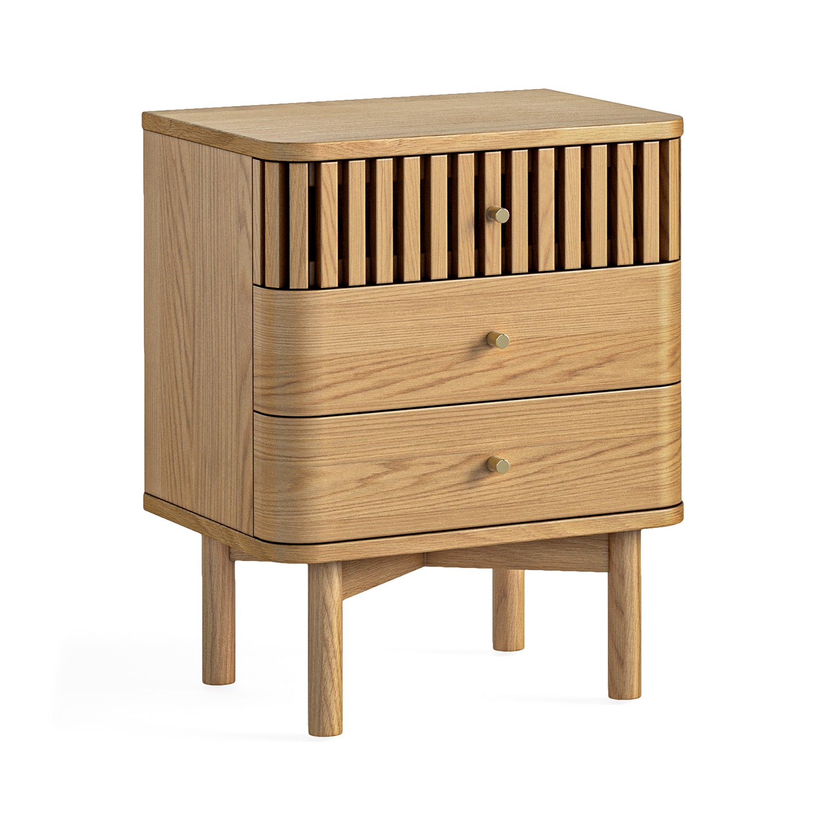 Colton Natural Wood Bedside Table 3 Drawer