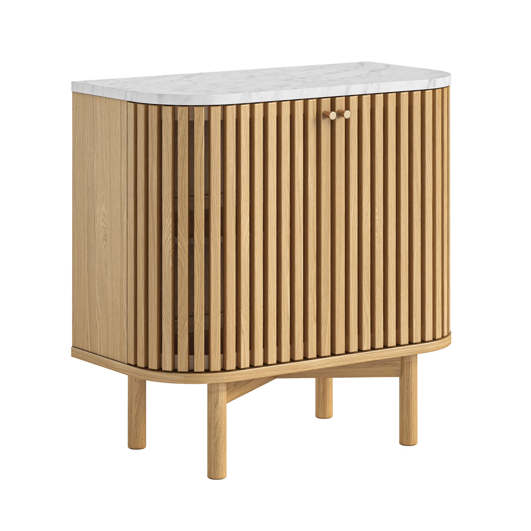 Colton Natural Wood & White Marble Top Cupboard
