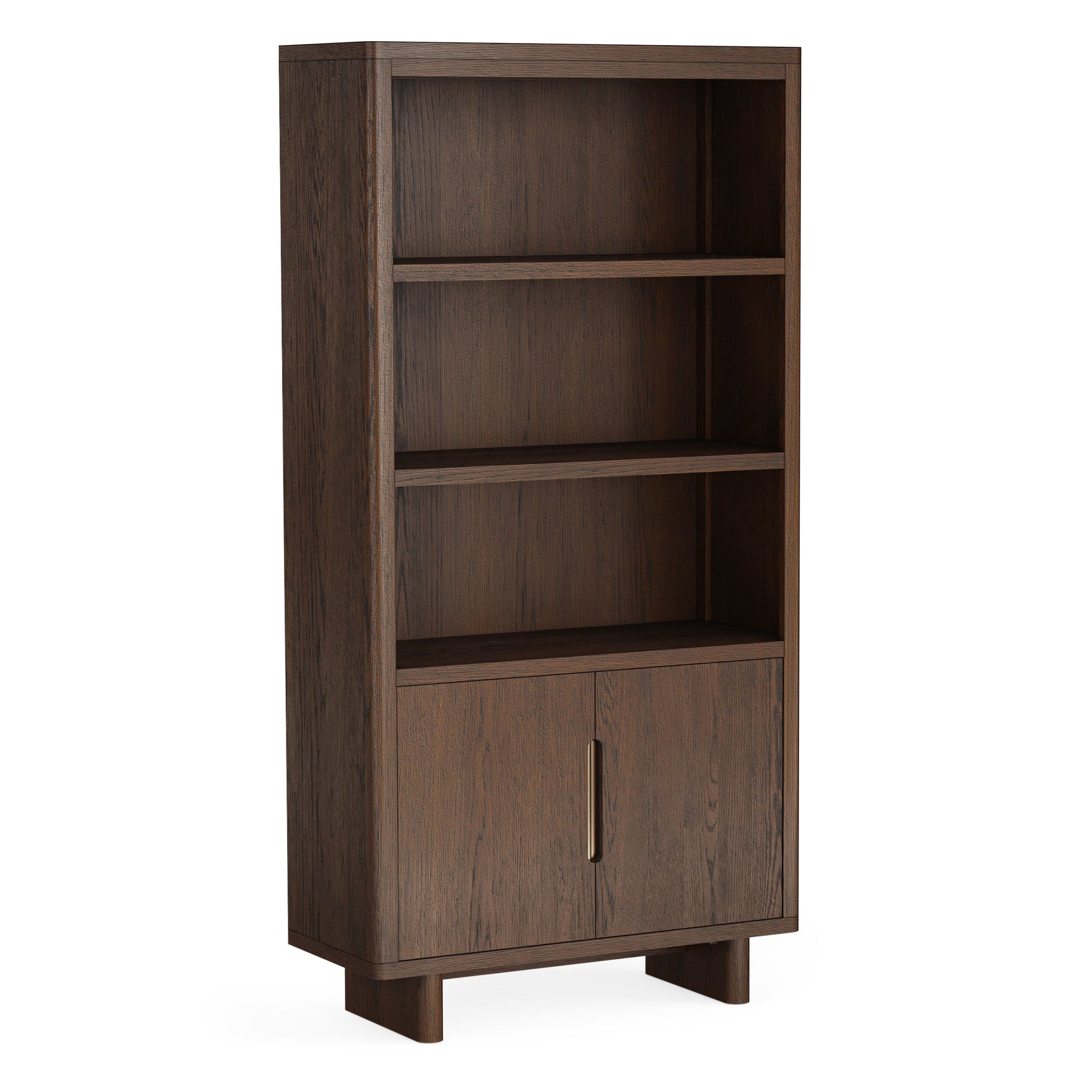 Dakota Brown Oak Wood Display Cabinet