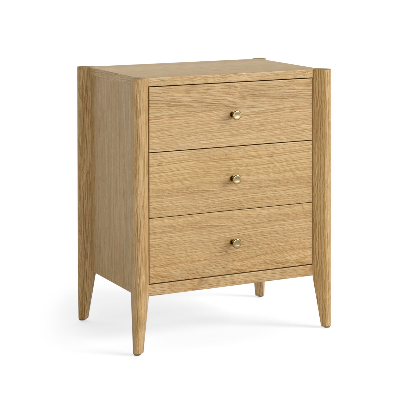 Madison Natural Oak Wood 3 Drawer Bedside Table