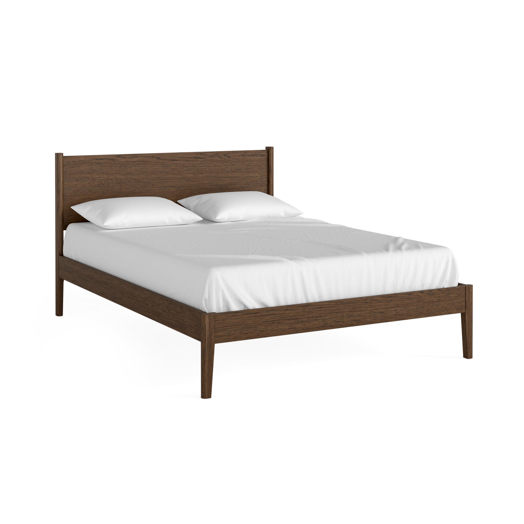 Madison Brown Oak Wood King Size Bed Panelled