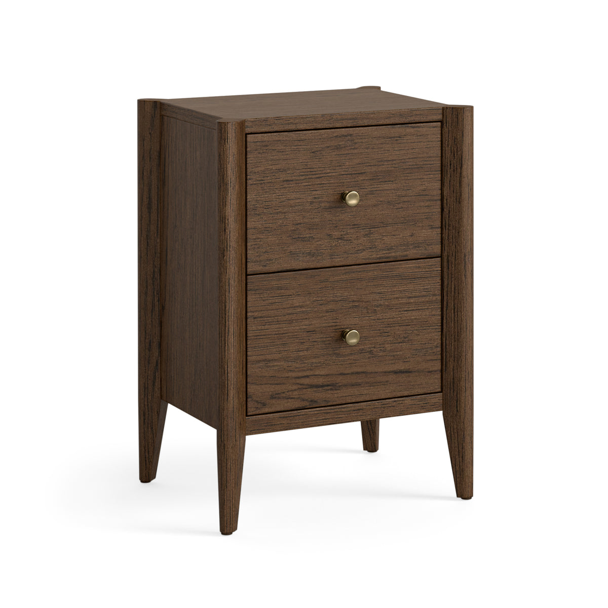 Madison Brown Oak Wood 2 Drawer Bedside Table